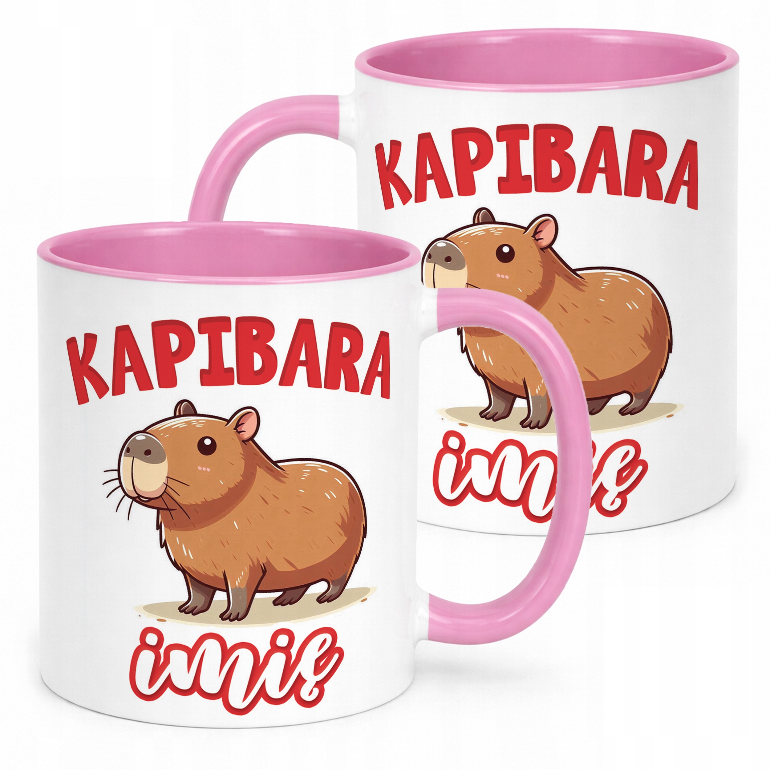 Kubek Różowy Personalizowany Kapibara Capybara Zwierzak Dla Dzieci