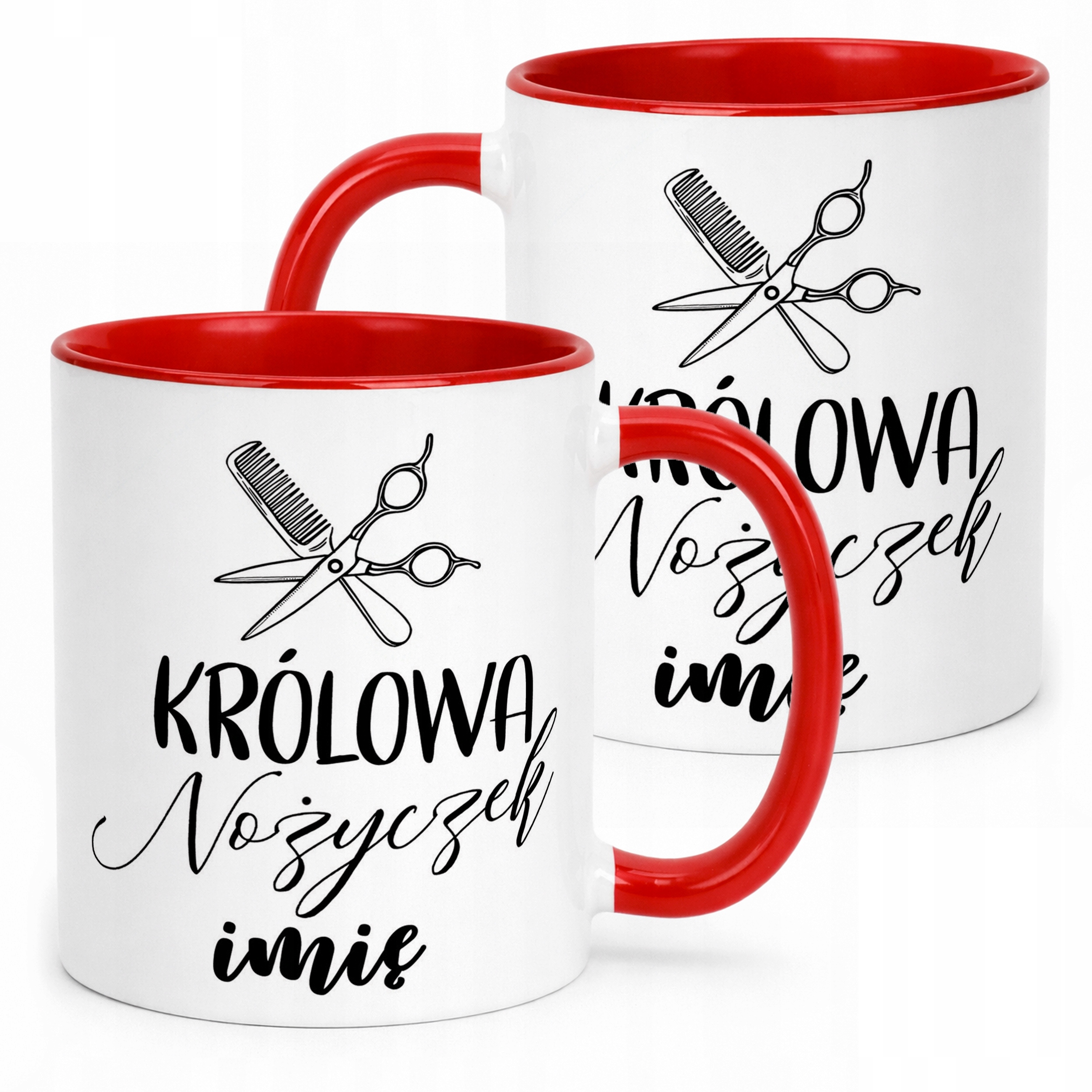 Kubek Czerwony Personalizowany Królowa Nożyczek Dla Fryzjerki Prezent