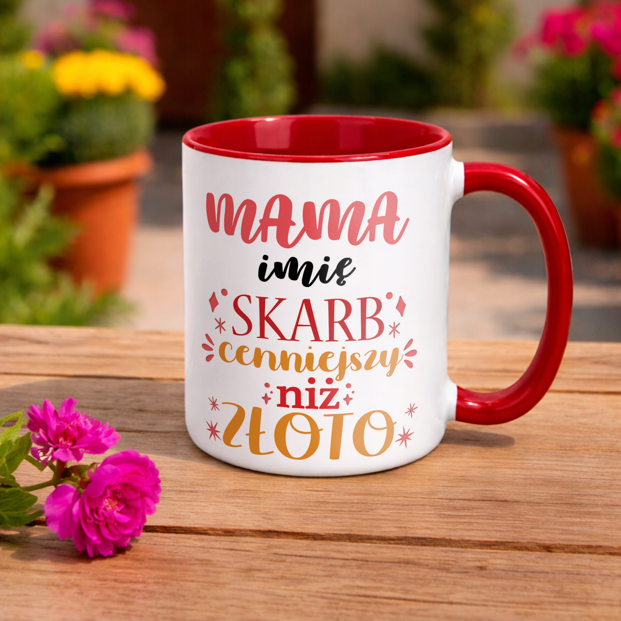Kubek Czerwony Personalizowany Dzień Matki Dla Mamy Prezent Upominek