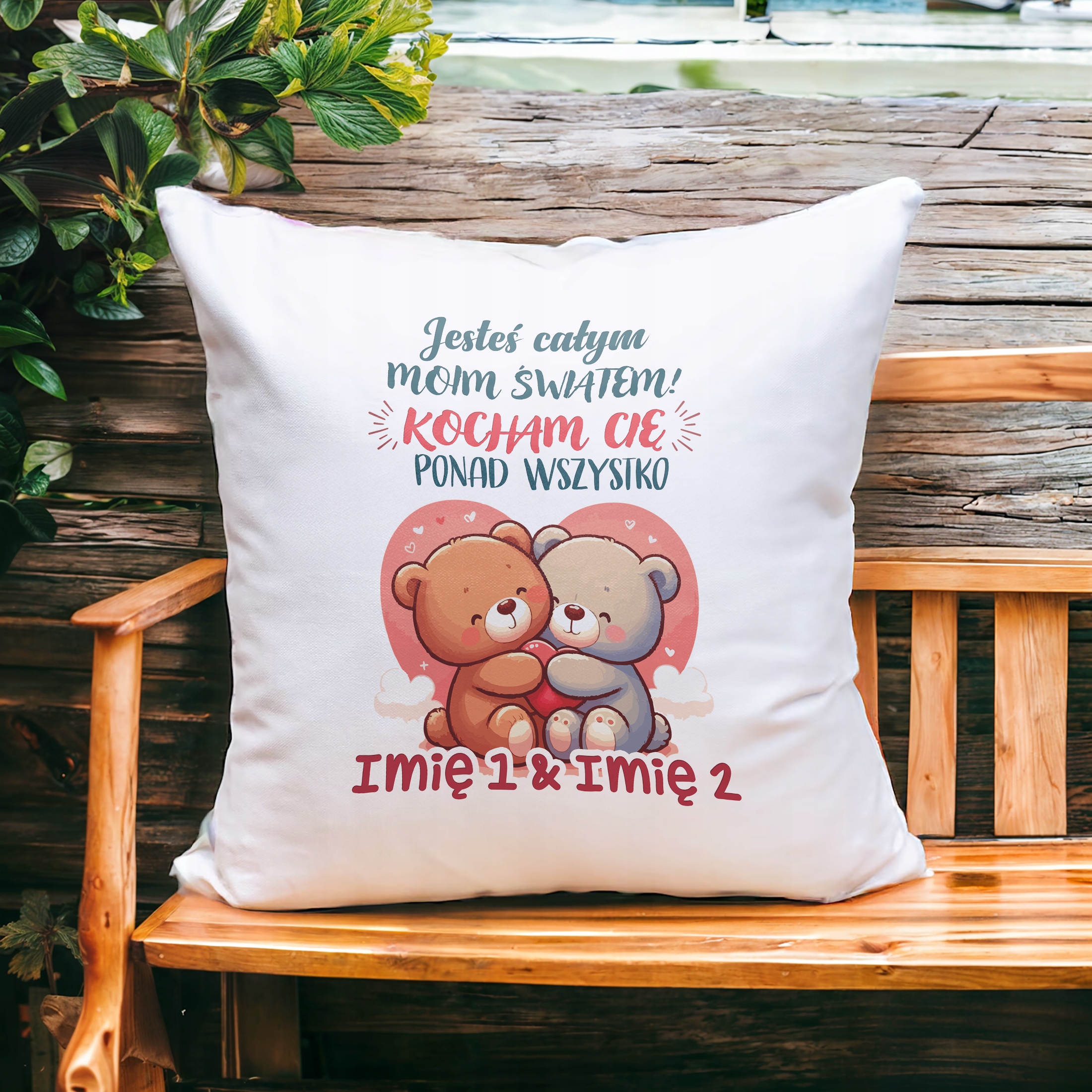 Poduszka 38x38cm Personalizowana Z okazji Walentynek Z imionami Prezent