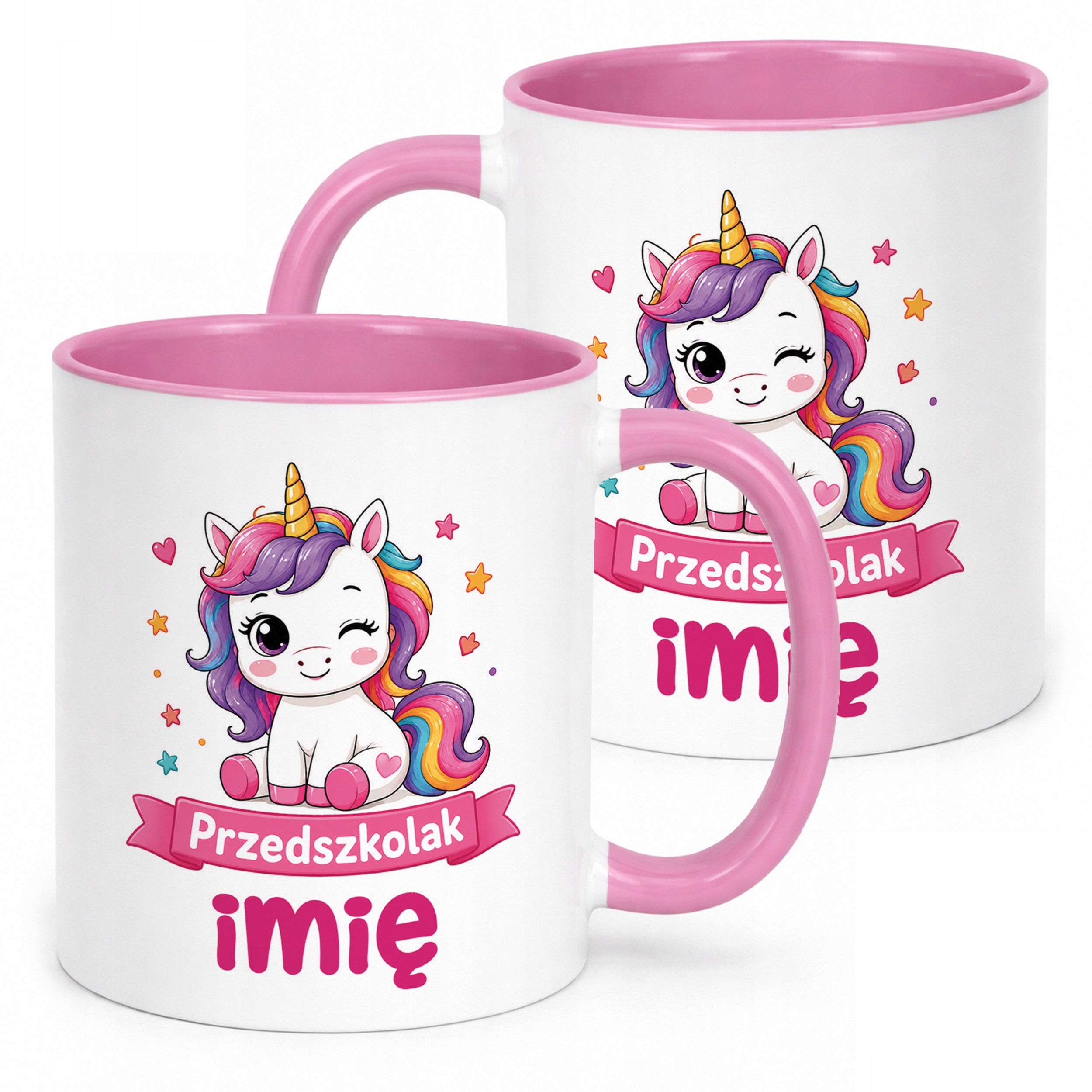 Kubek Różowy z nadrukiem personalizowany Przedszkolak Szkoła Dla Dzieci