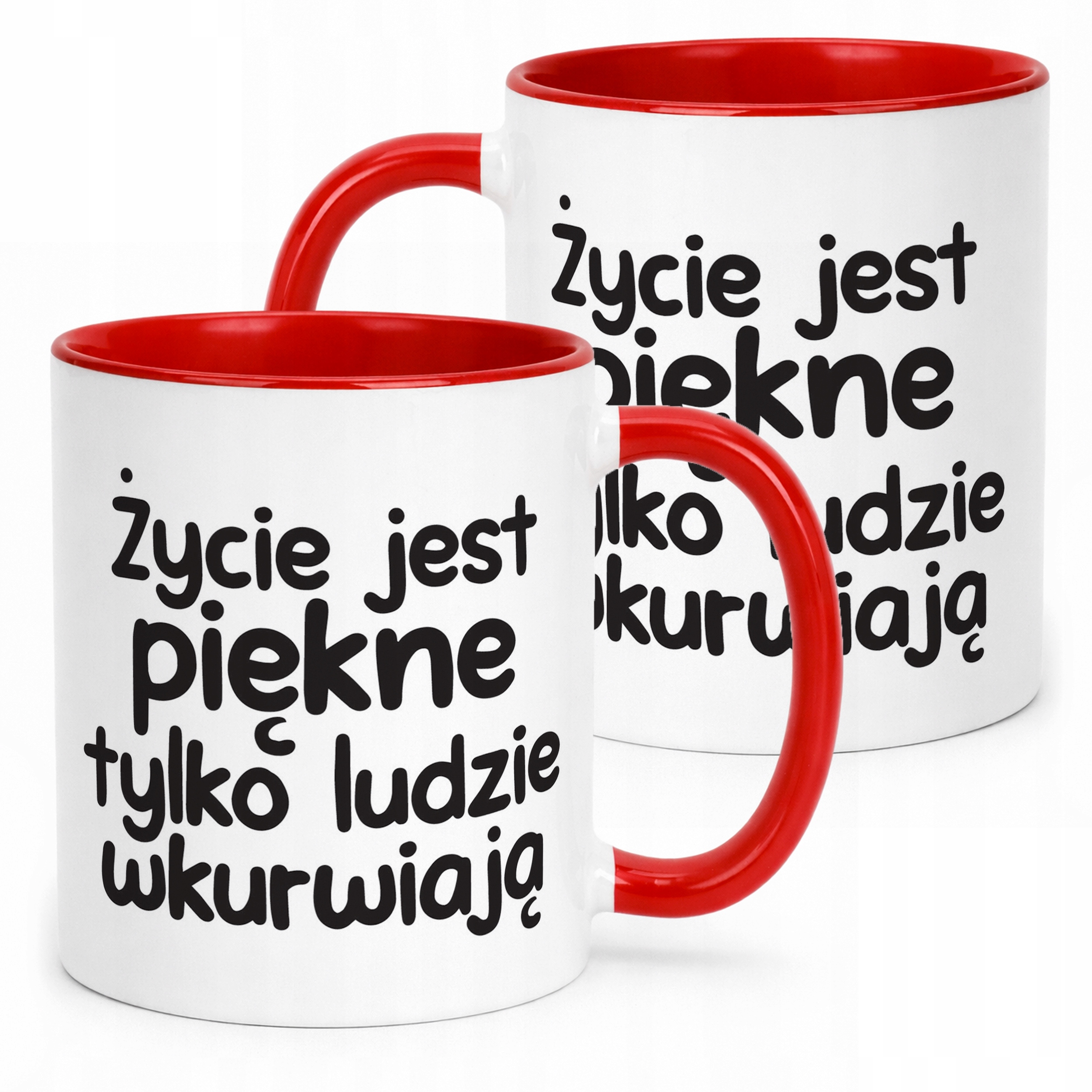 Kubek Czerwony Życie Jest Piękne Śmieszny Zabawny Prezent