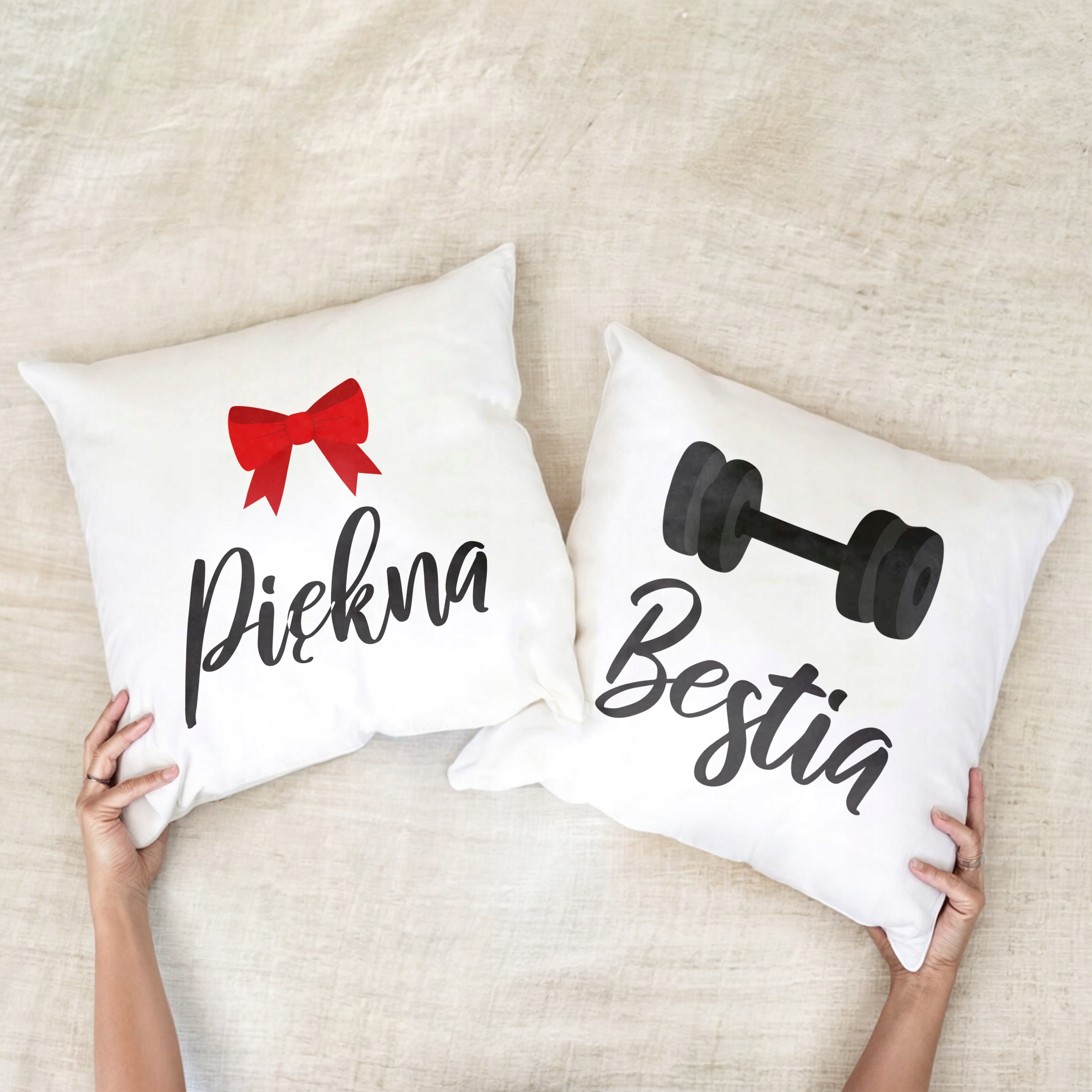 Zestaw Poduszek Walentynkowy Walentynek Piękna i Besta Prezent Dla Pary