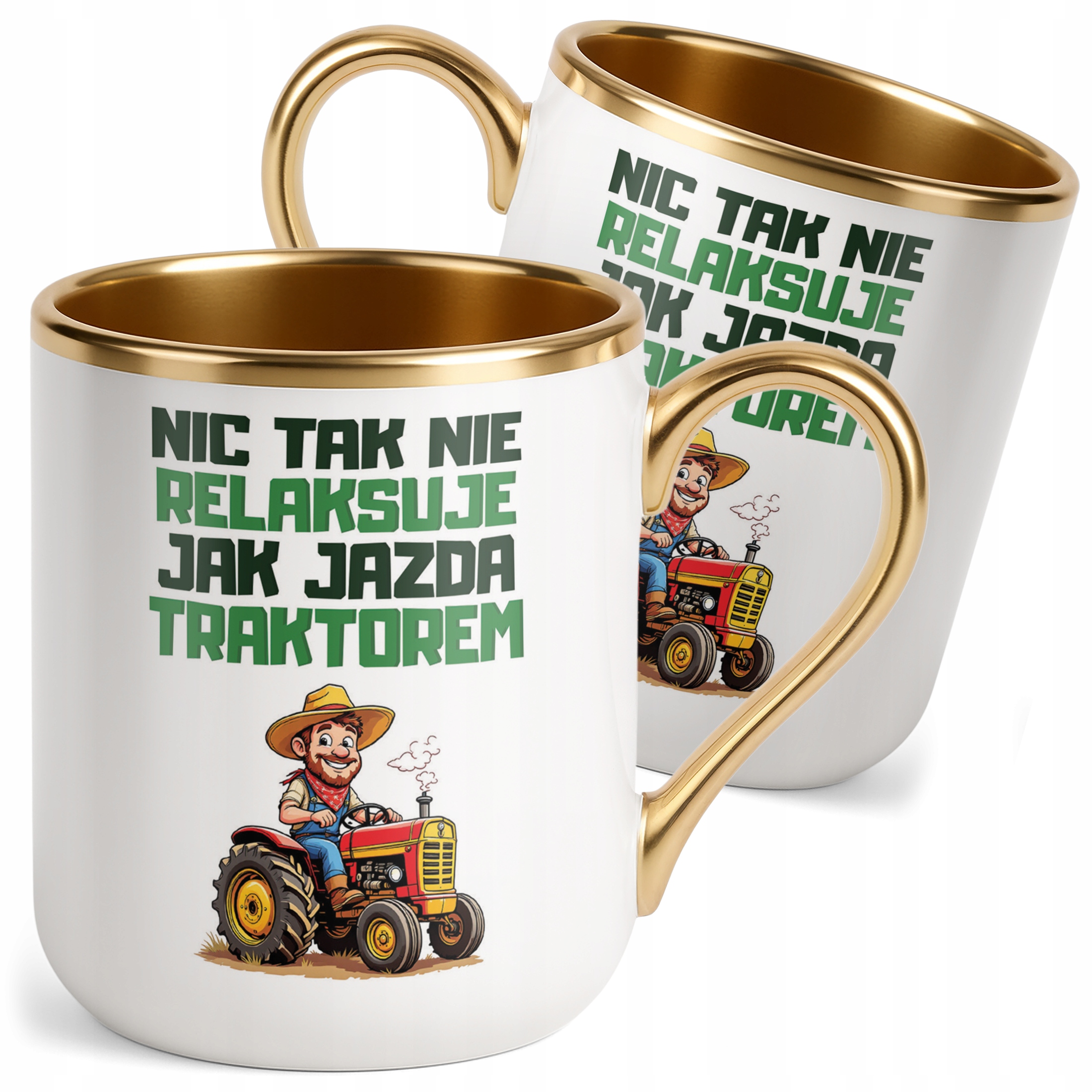 Kubek Premium Złoty Rolnik Dla Rolnika Traktor Zabawny Prezent
