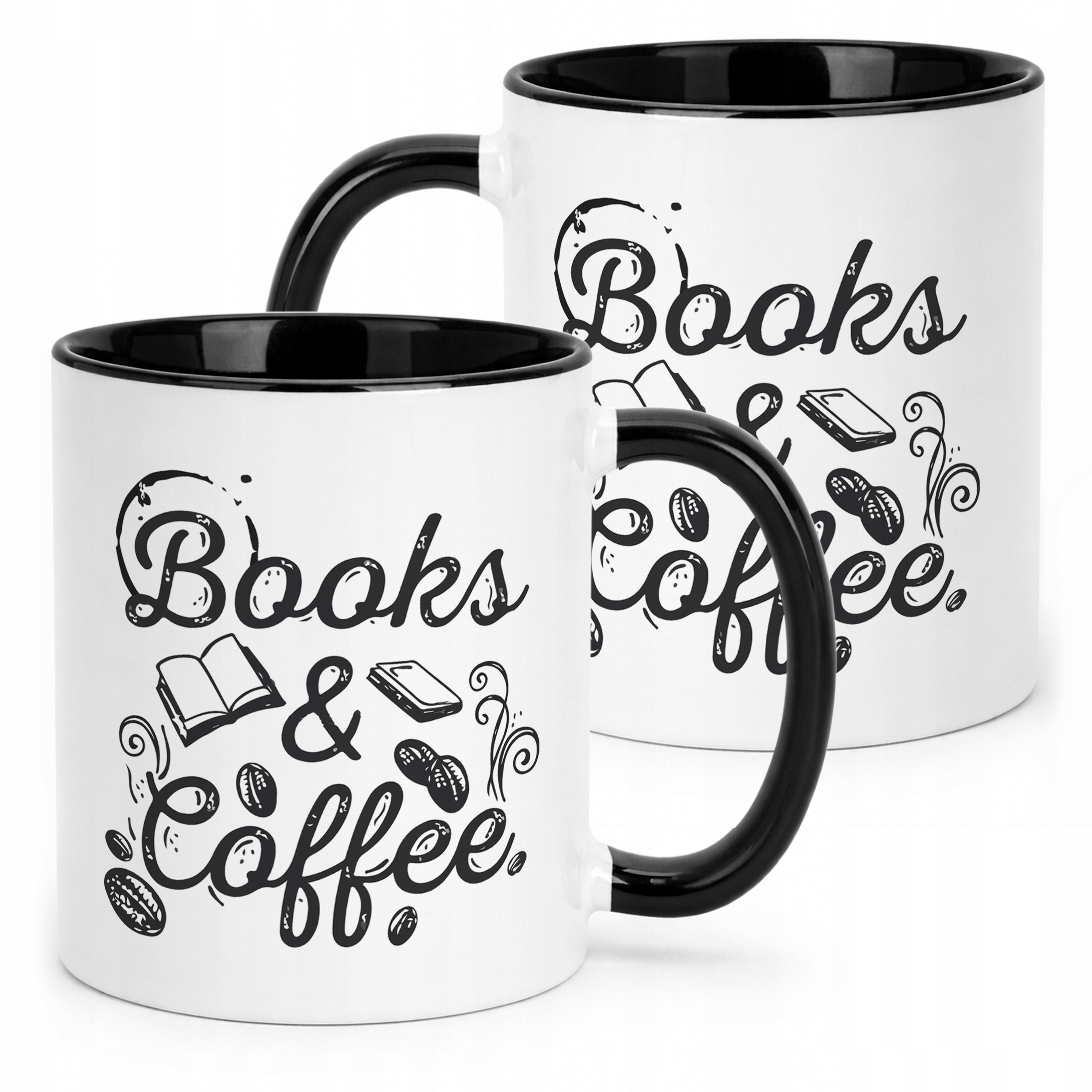 Kubek Czarny Coffee And Books Dla Fanów Czytania i Kawy