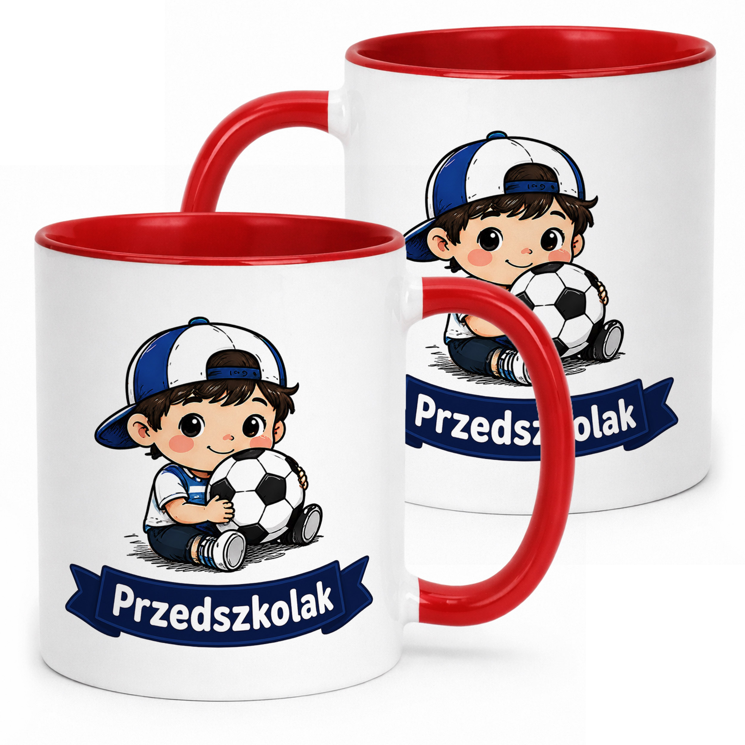 Kubek Czerwony z nadrukiem Przedszkolak Szkoła Dla Dzieci Prezent