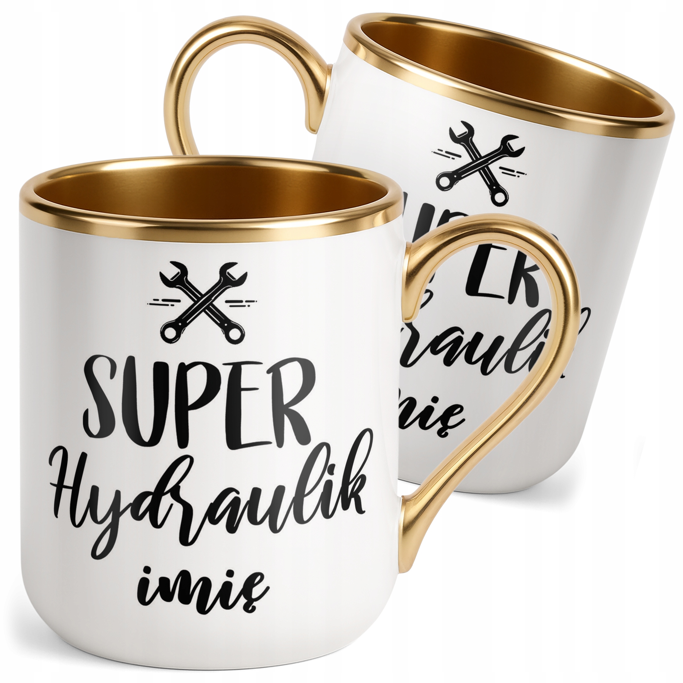 Kubek Premium Złoty Personalizowany Super Hydraulik Prezent Upominek