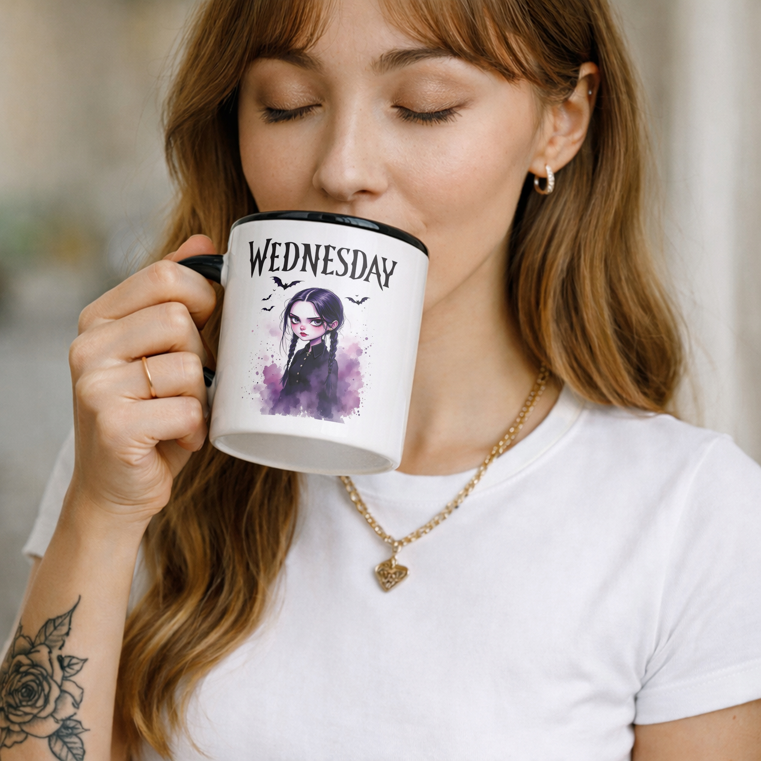 Kubek Czarny Nevermore Wednesday Addams Dla Fanów Prezent