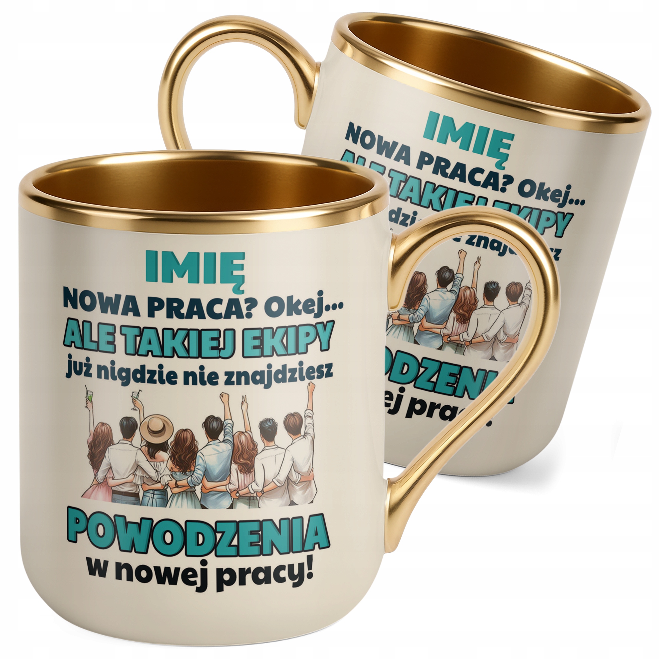 Kubek Premium Złoty Ecru Personalizowany Pożeganie Odejście z Pracy