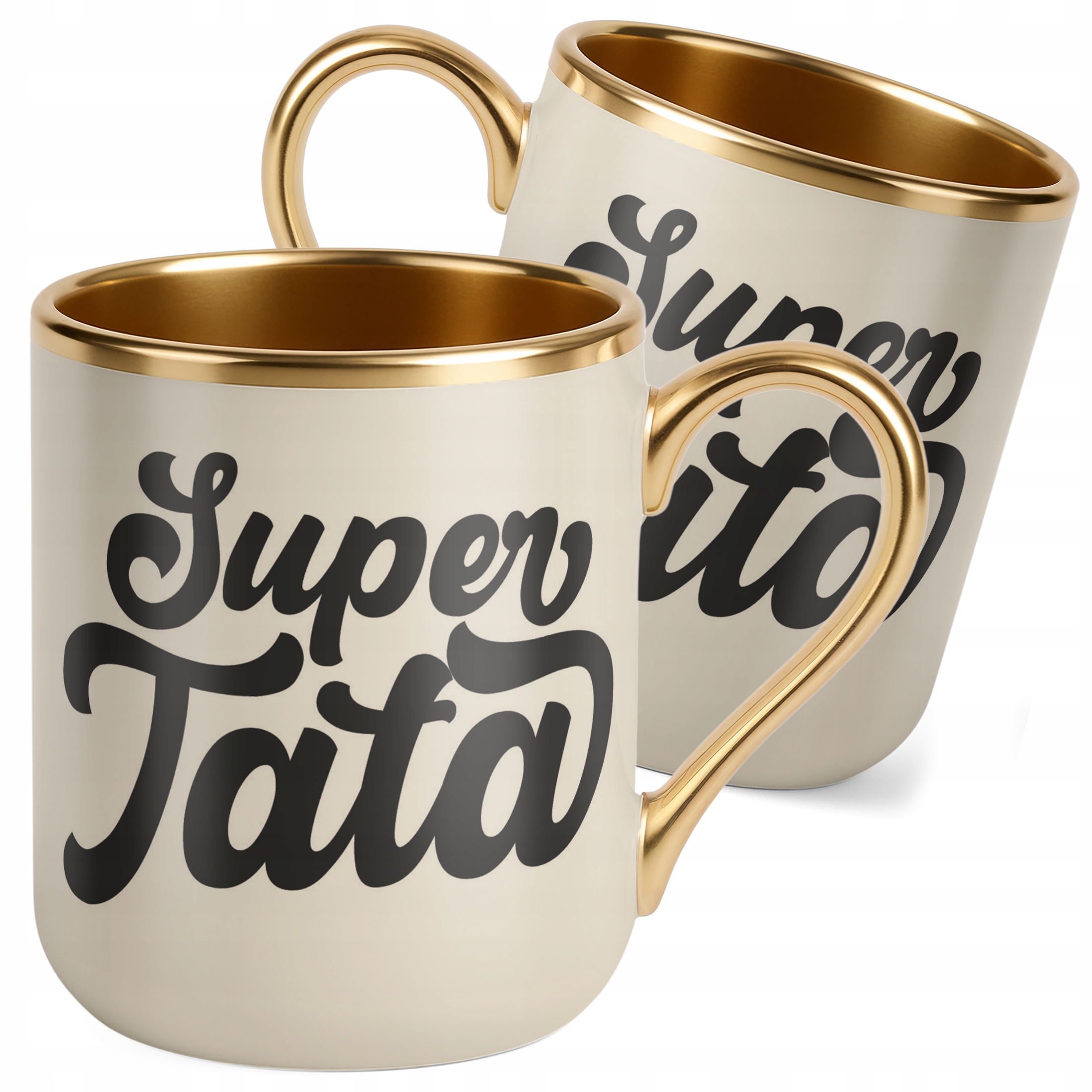 Kubek Premium Złoty Ecru Dzień Ojca Dla Taty Super Tata Prezent