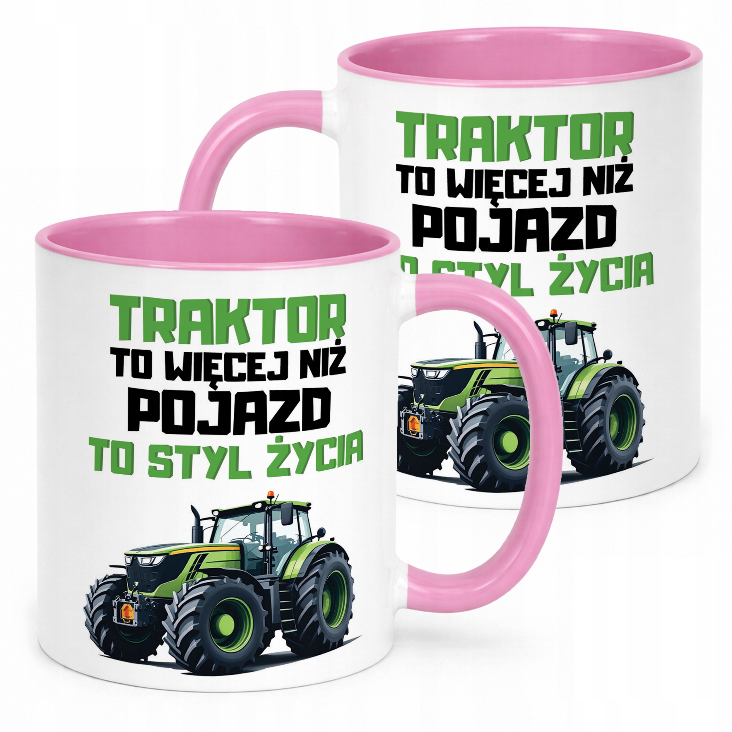 Kubek Różowy Rolnik Dla Rolnika Traktor Zabawny Prezent Upominek