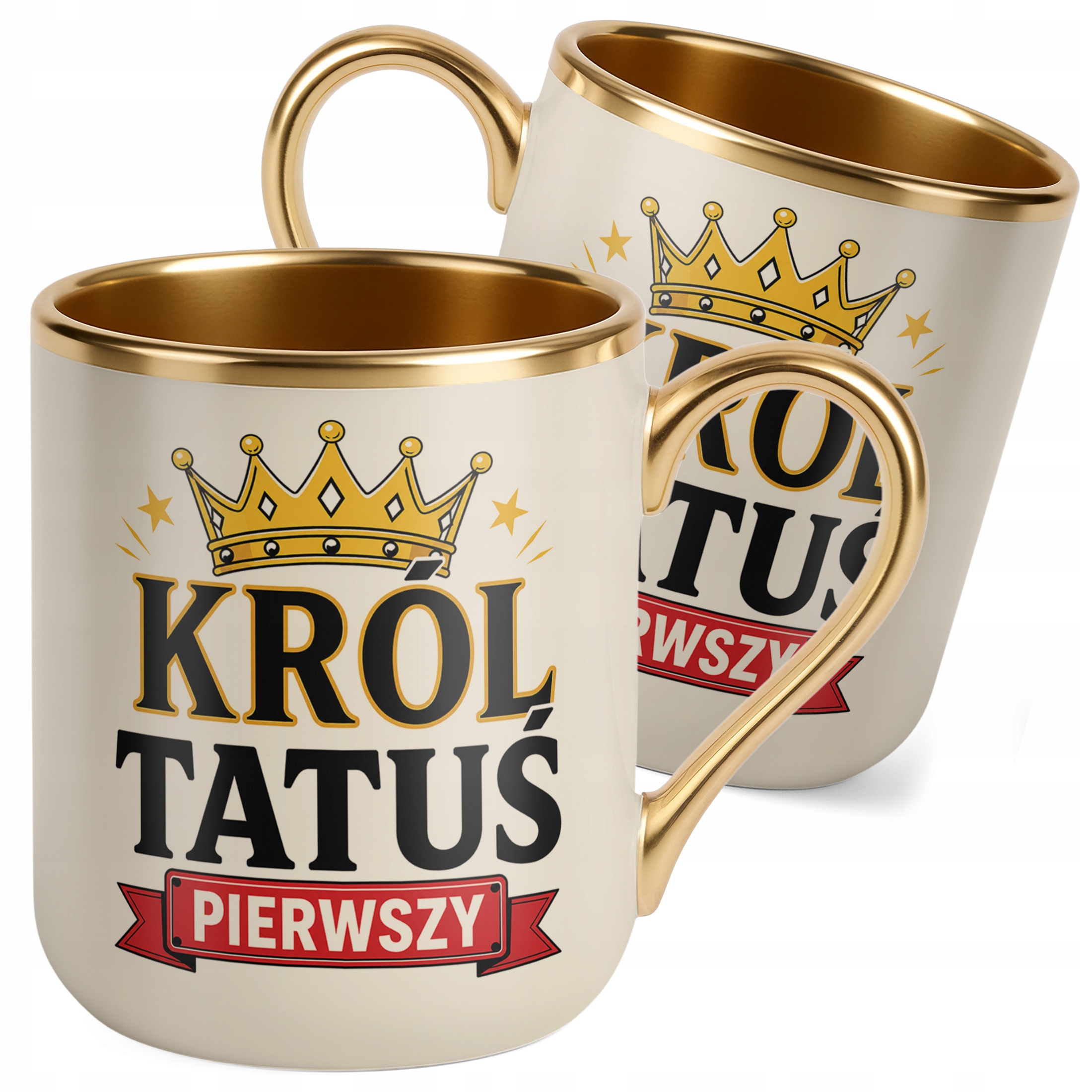 Kubek Premium Złoty Ecru pomysł na prezent dla taty na Dzień Ojca