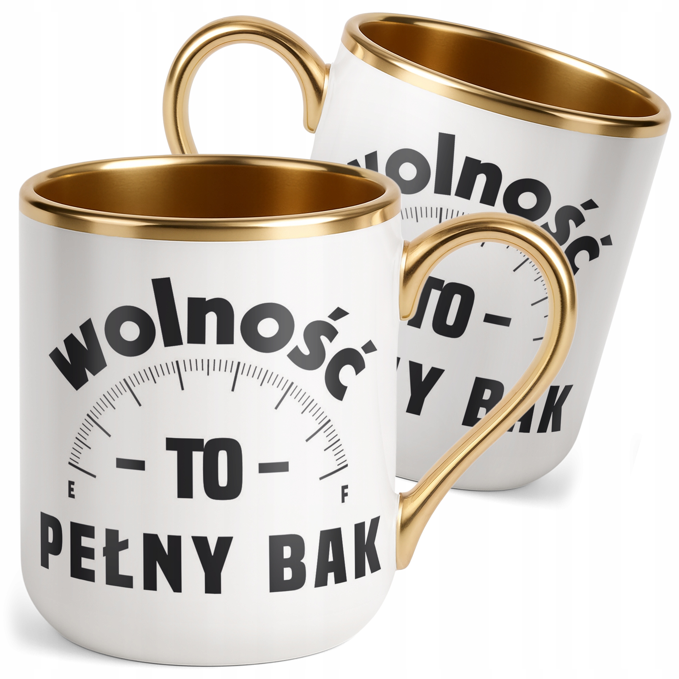 Kubek Premium Złoty Wolność To Pełny Bak Dla Fanów Motoryzacji Prezent