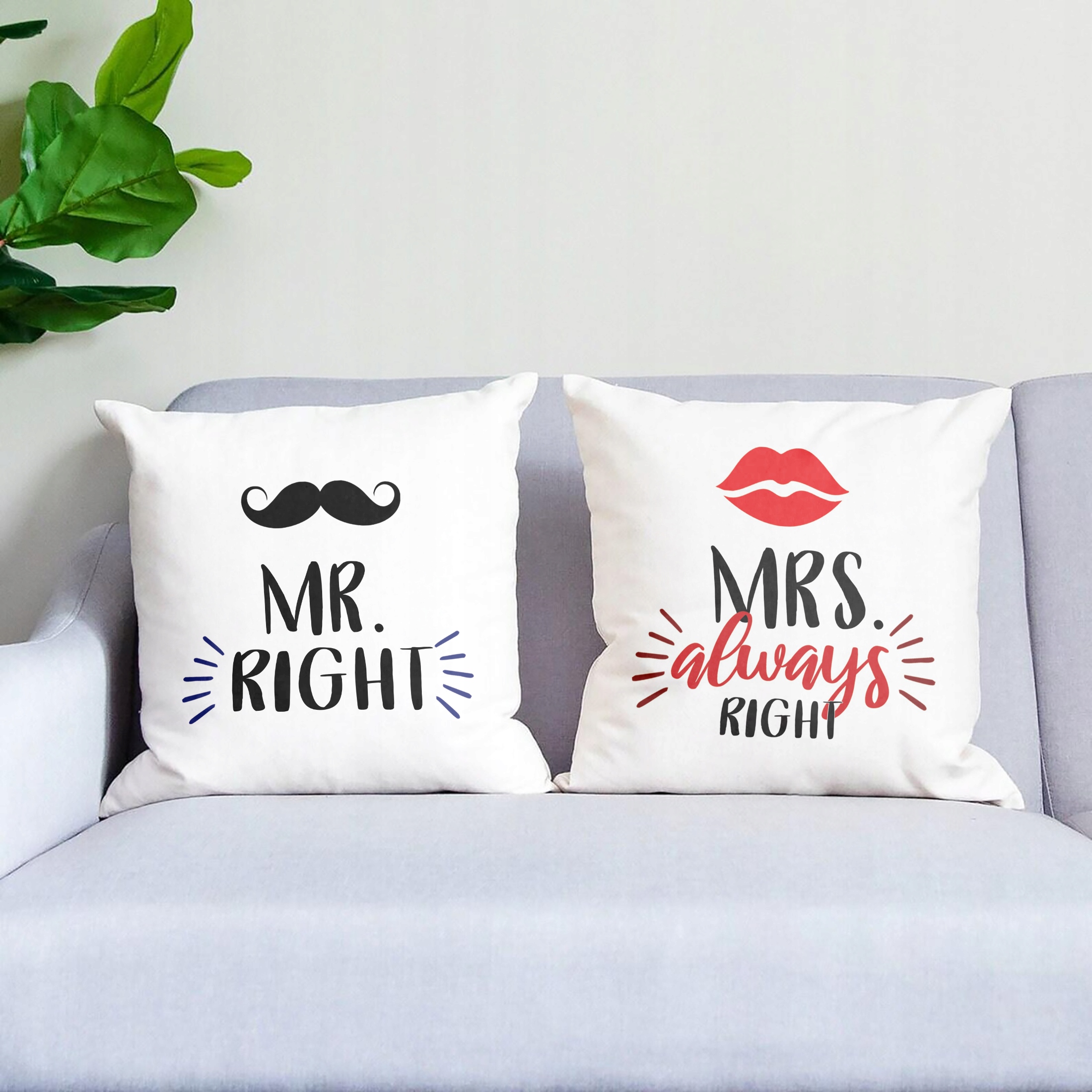 Zestaw Poduszek Walentynkowy Walentynek MR RIGHT & MRS ALWAYS RIGHT