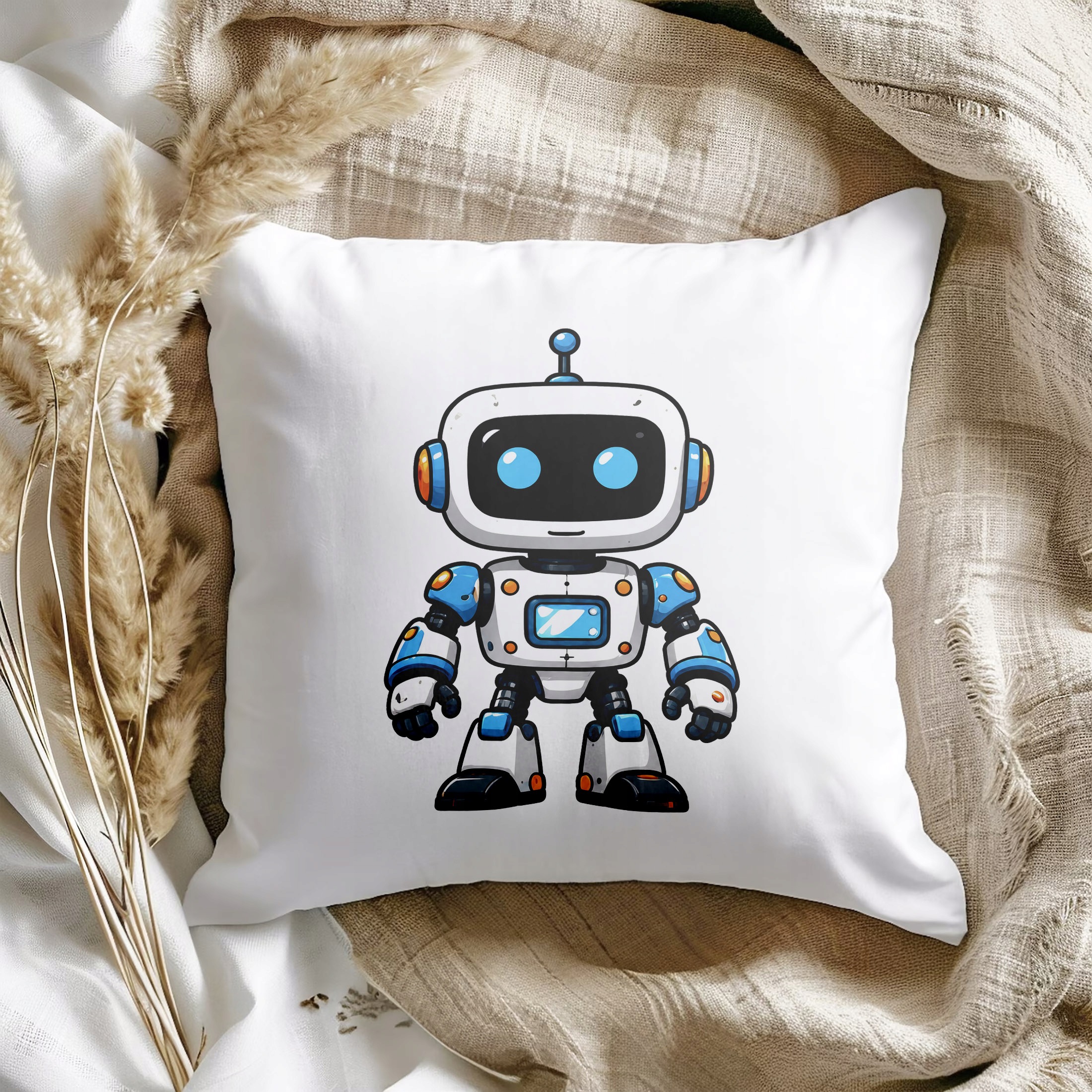 Zestaw Kubek Biały Poduszka Z Nadrukiem Robot Prezent