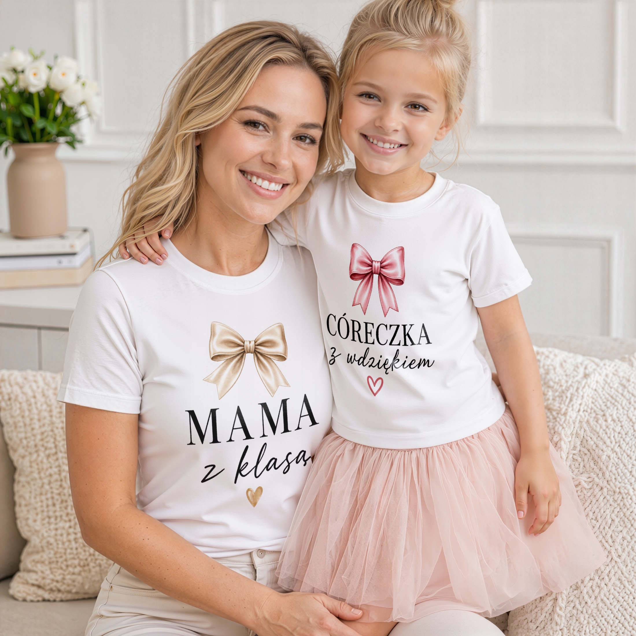 Zestaw koszulka damska i dziecięca dla mamy i córki Dzień Matki prezent