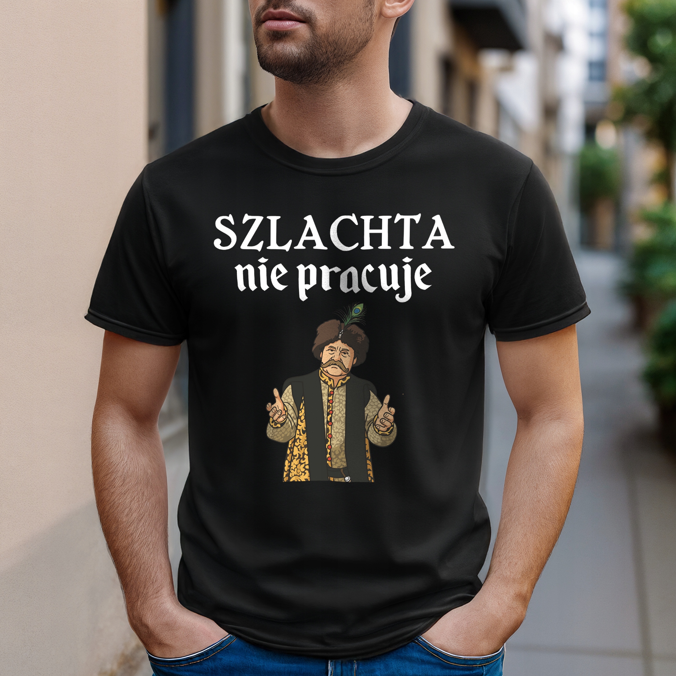 Koszulka czarna męska 1670 Szlachta Nie Pracuje