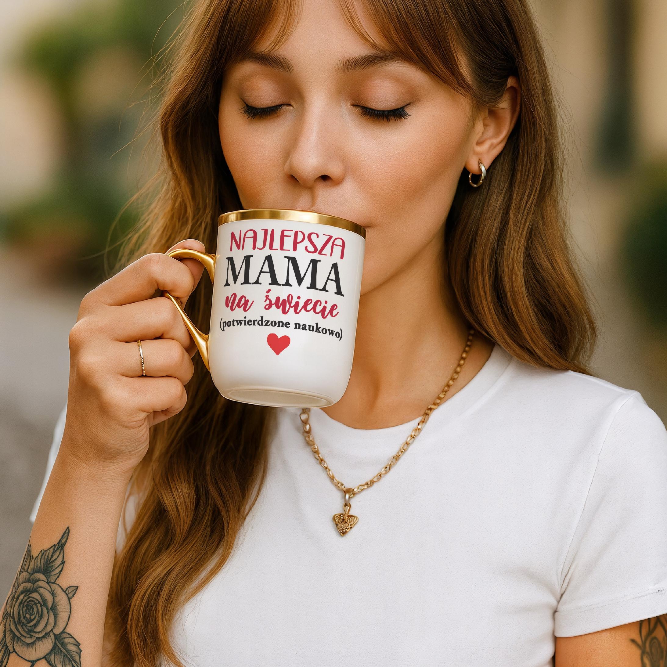 Kubek Premium Złoty Dzień Matki Dla Mamy Prezent Najlepsza Mama na Świecie