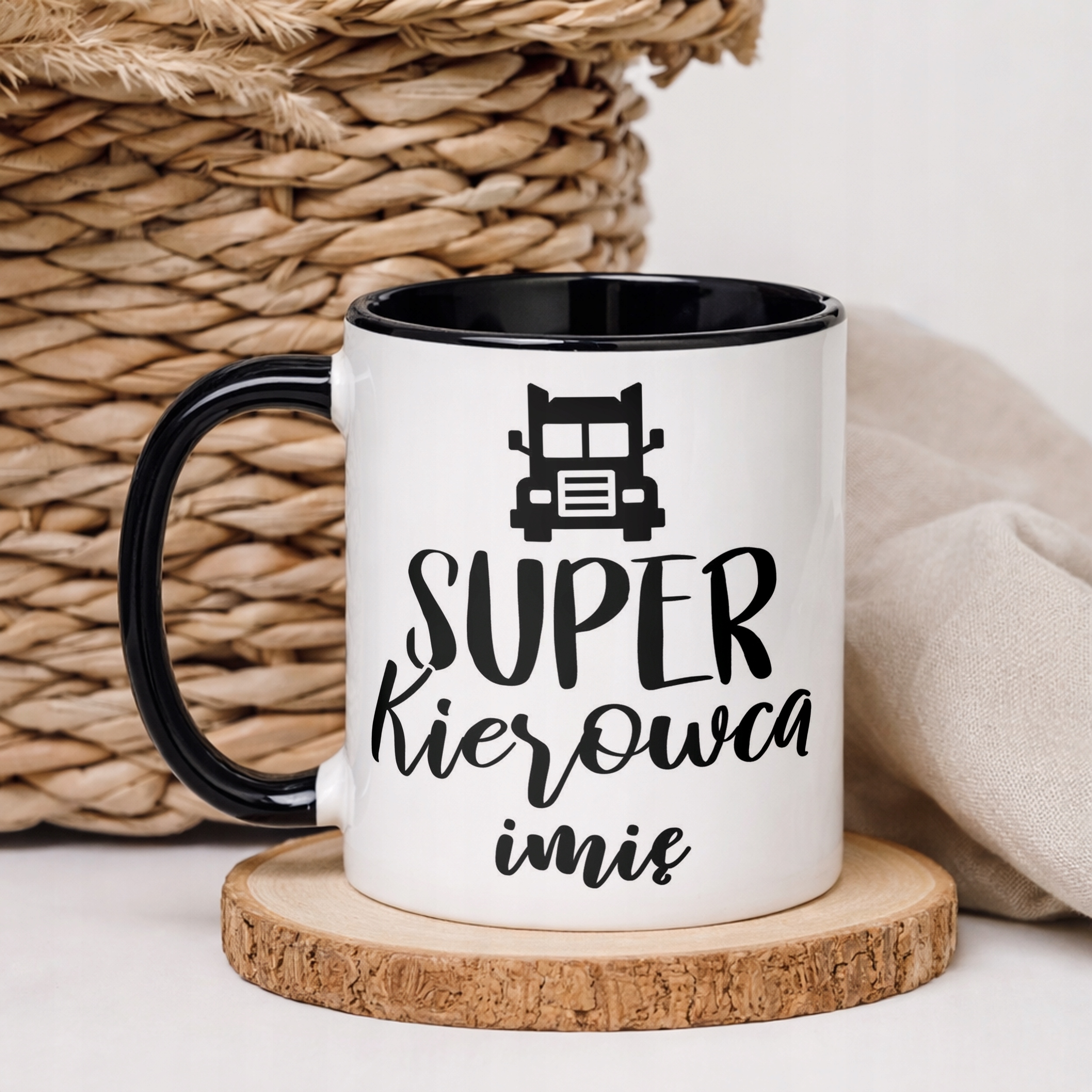Kubek Czarny Personalizowany Super Kierowca Prezent Upominek