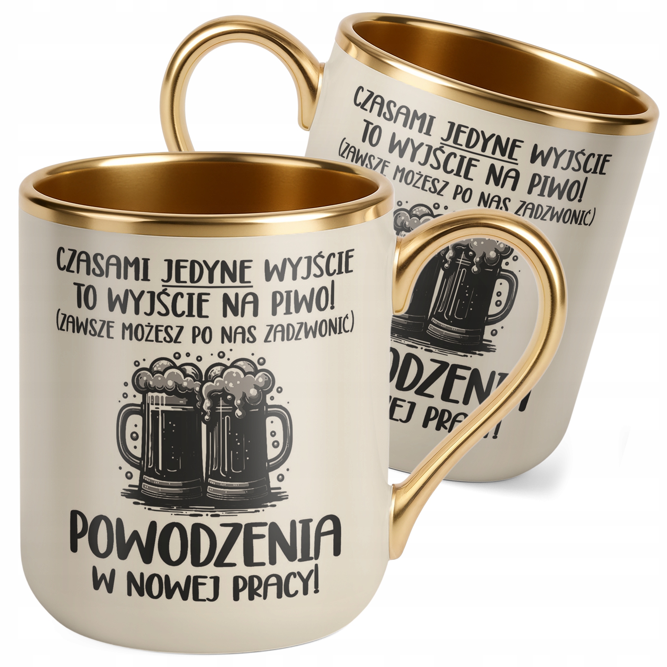Kubek Premium Złoty Ecru Na Pożegnanie Odejście z Pracy Zabawny Prezent