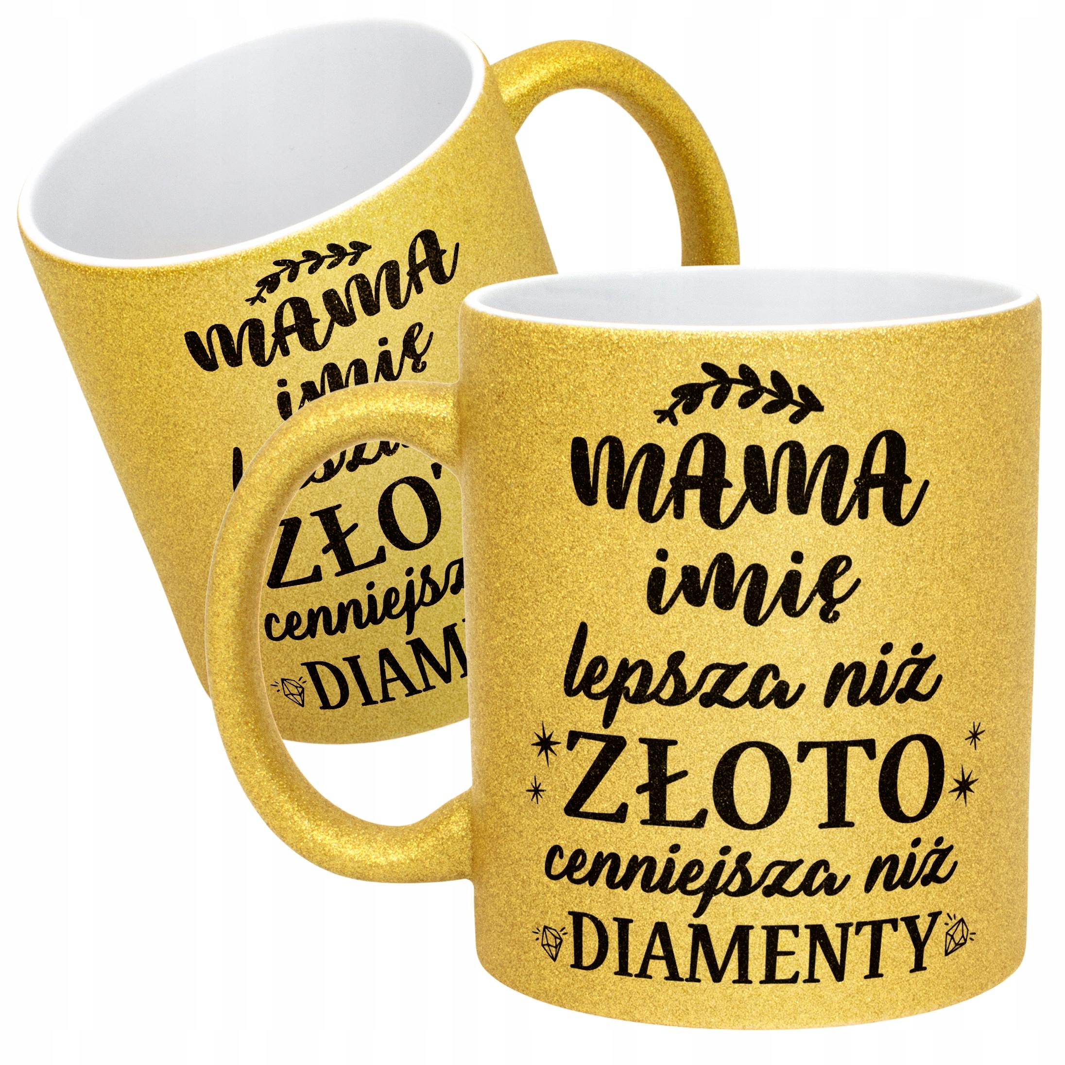 Złoty kubek brokatowy Personalizowany Dzień Matki Dla Mamy Prezent