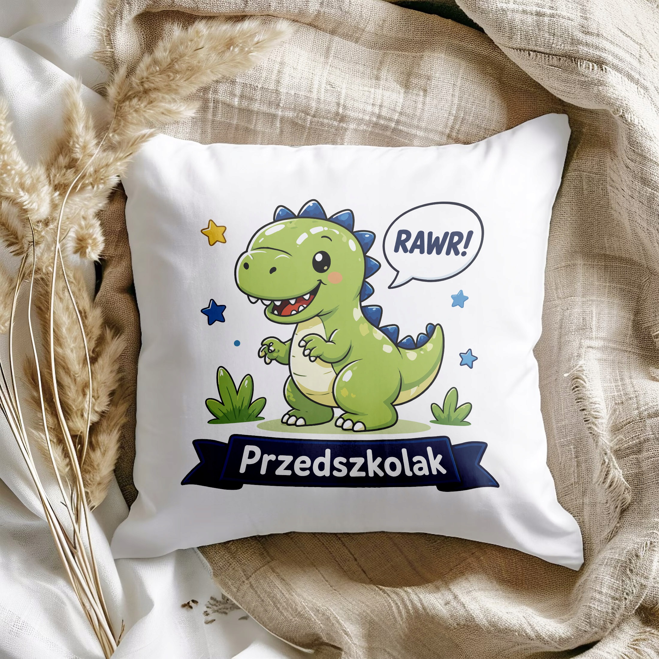 Zestaw Kubek Różowy Poduszka Z Nadrukiem Przedszkolak Szkoła Prezent