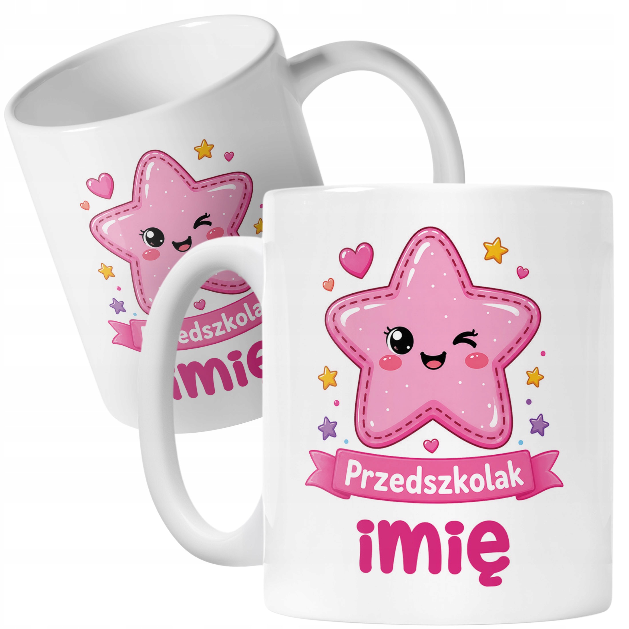 Biały Kubek z nadrukiem personalizowany Przedszkolak Szkoła Dla Dzieci