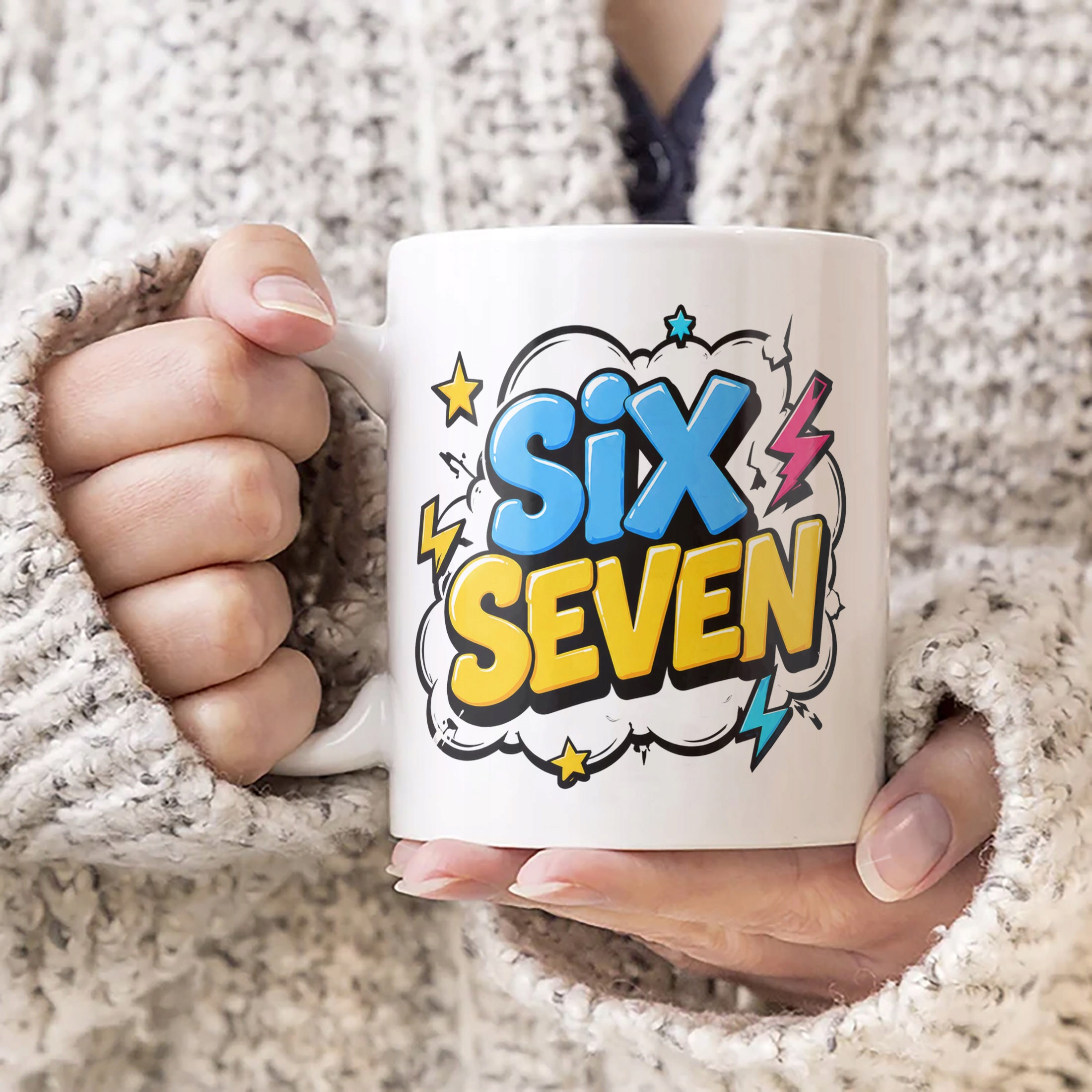 Zestaw Kubek Biały Poduszka Z Nadrukiem SIX SEVEN Prezent