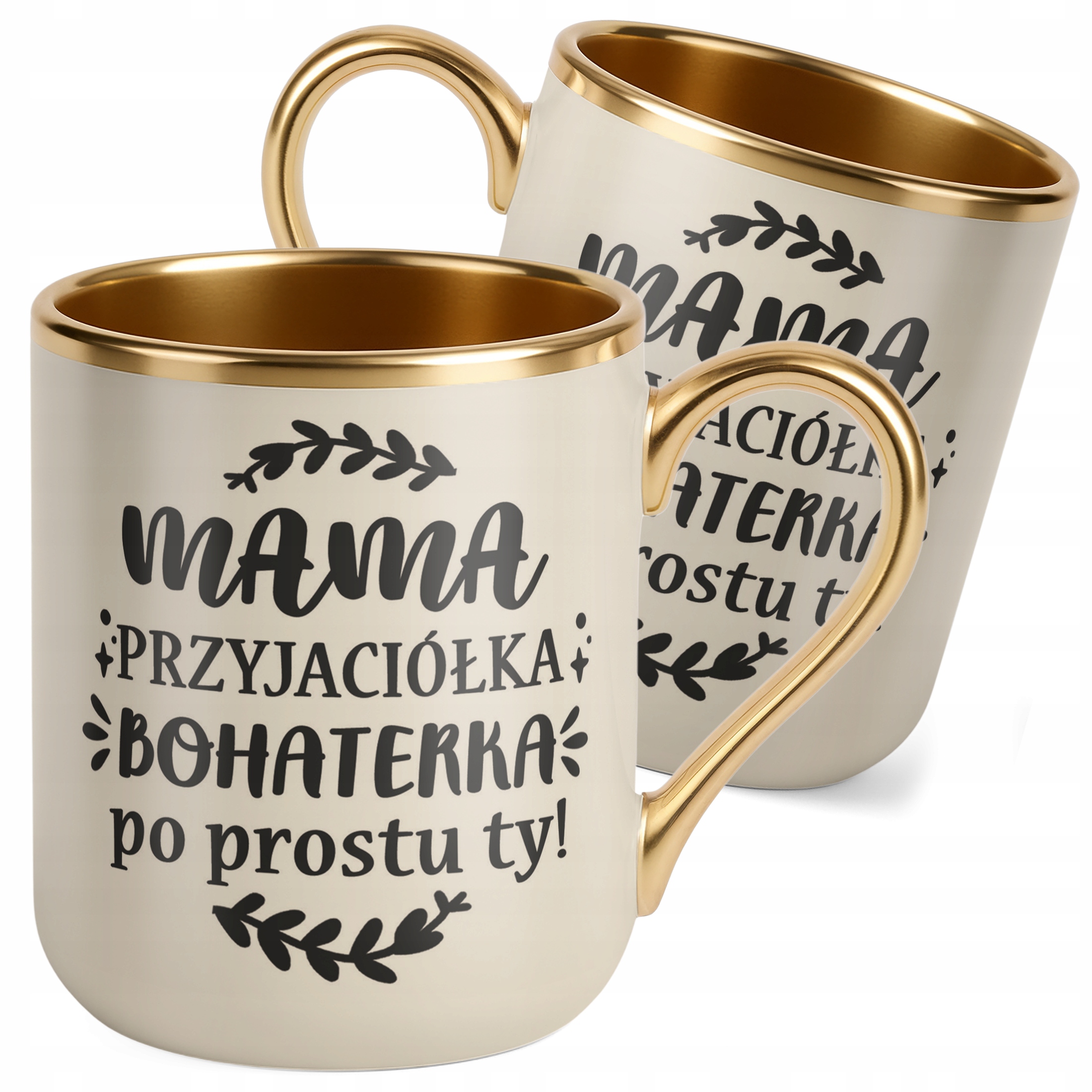 Kubek Premium Złoty Ecru Dzień Matki Dla Mamy Prezent Mama Przyjaciółka
