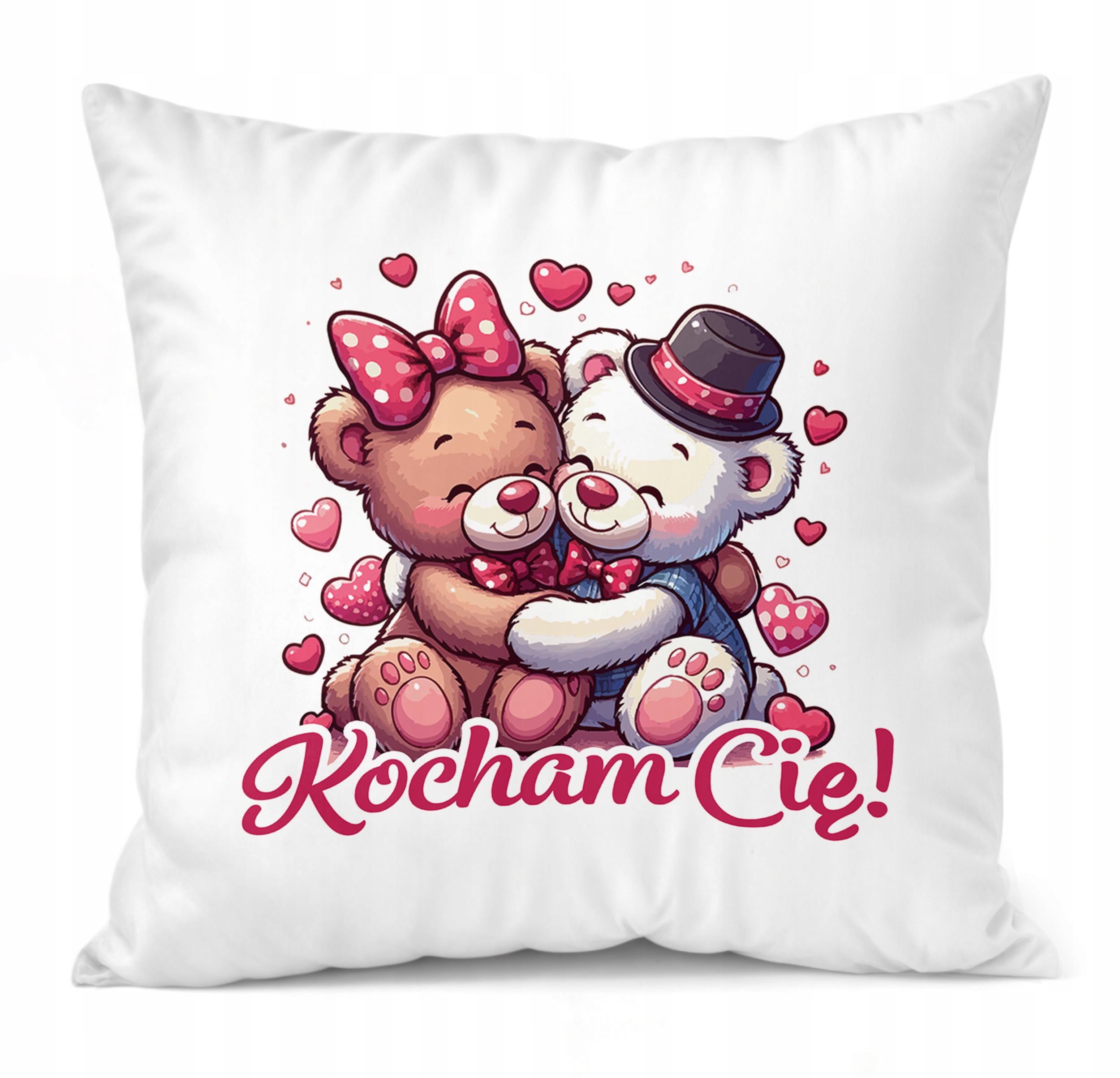Zestaw Kubek + Poduszka 38×38 cm Walentynki Kocham Cię Misie Serce Prezent