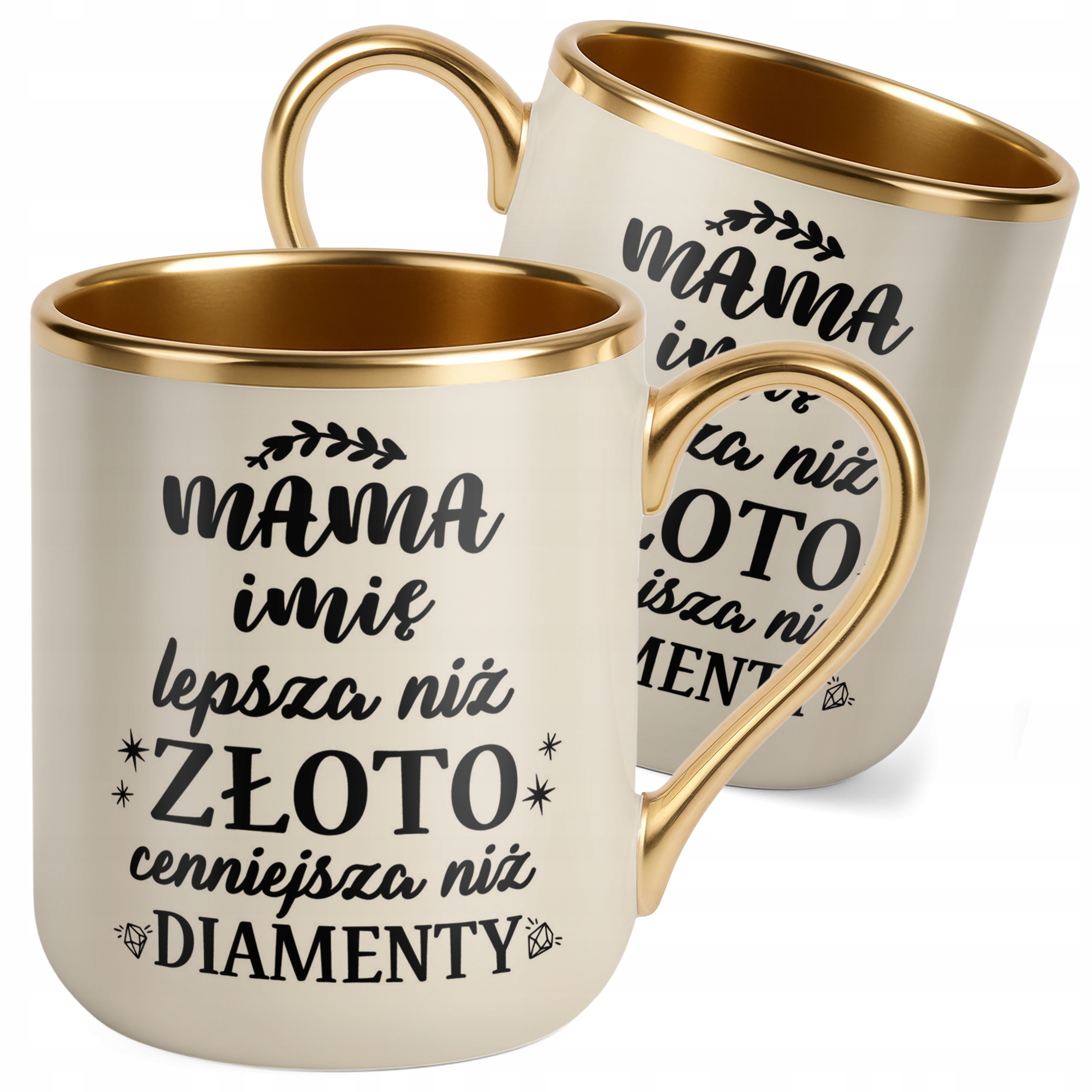Kubek Premium Złoty Ecru Personalizowany Dzień Matki Dla Mamy