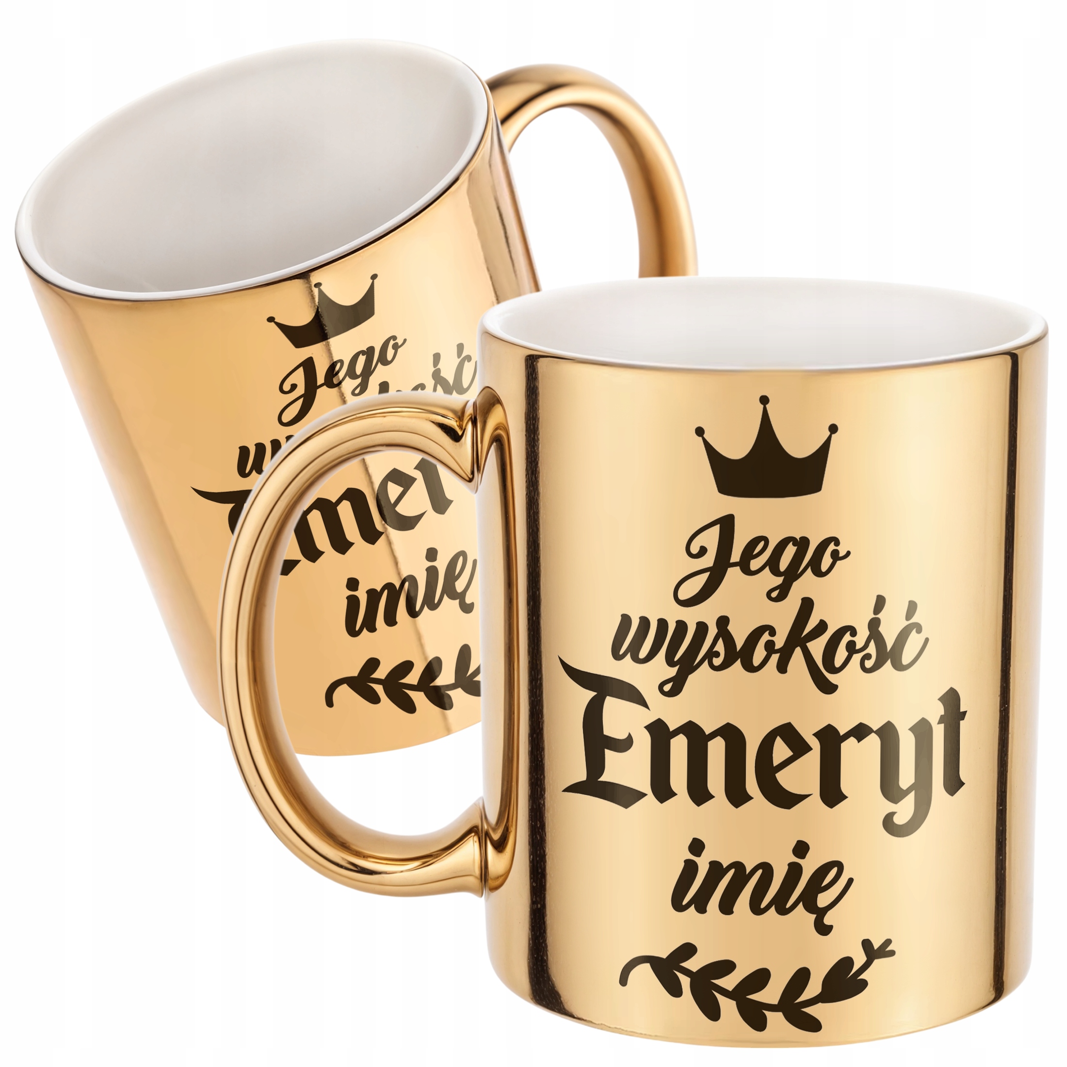 Złoty Kubek ceramiczny Personalizowany z okazji Emerytury Dla Emeryta