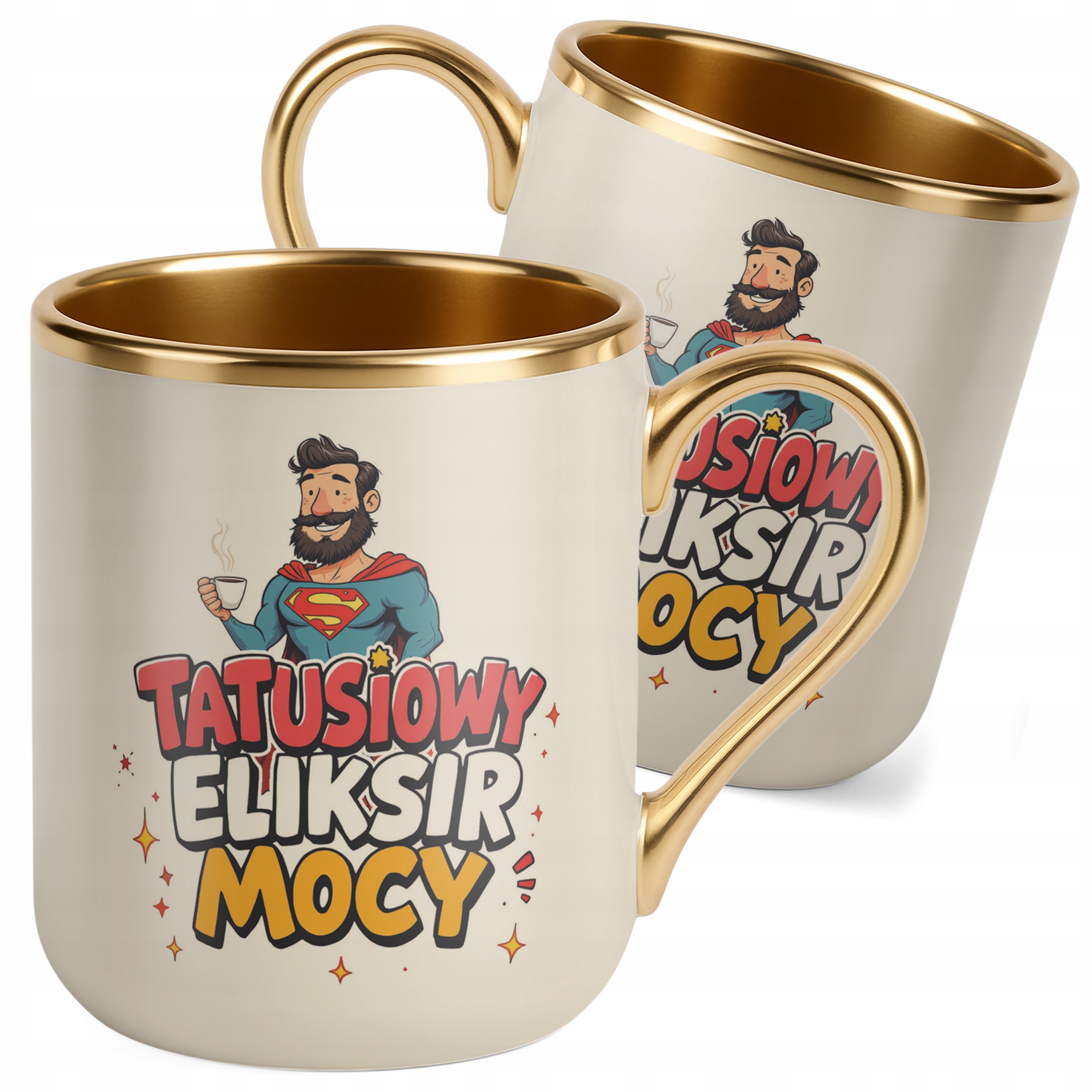 Kubek Premium Złoty Ecru Dzień Ojca Tatusiowy Eliksir Mocy Prezent
