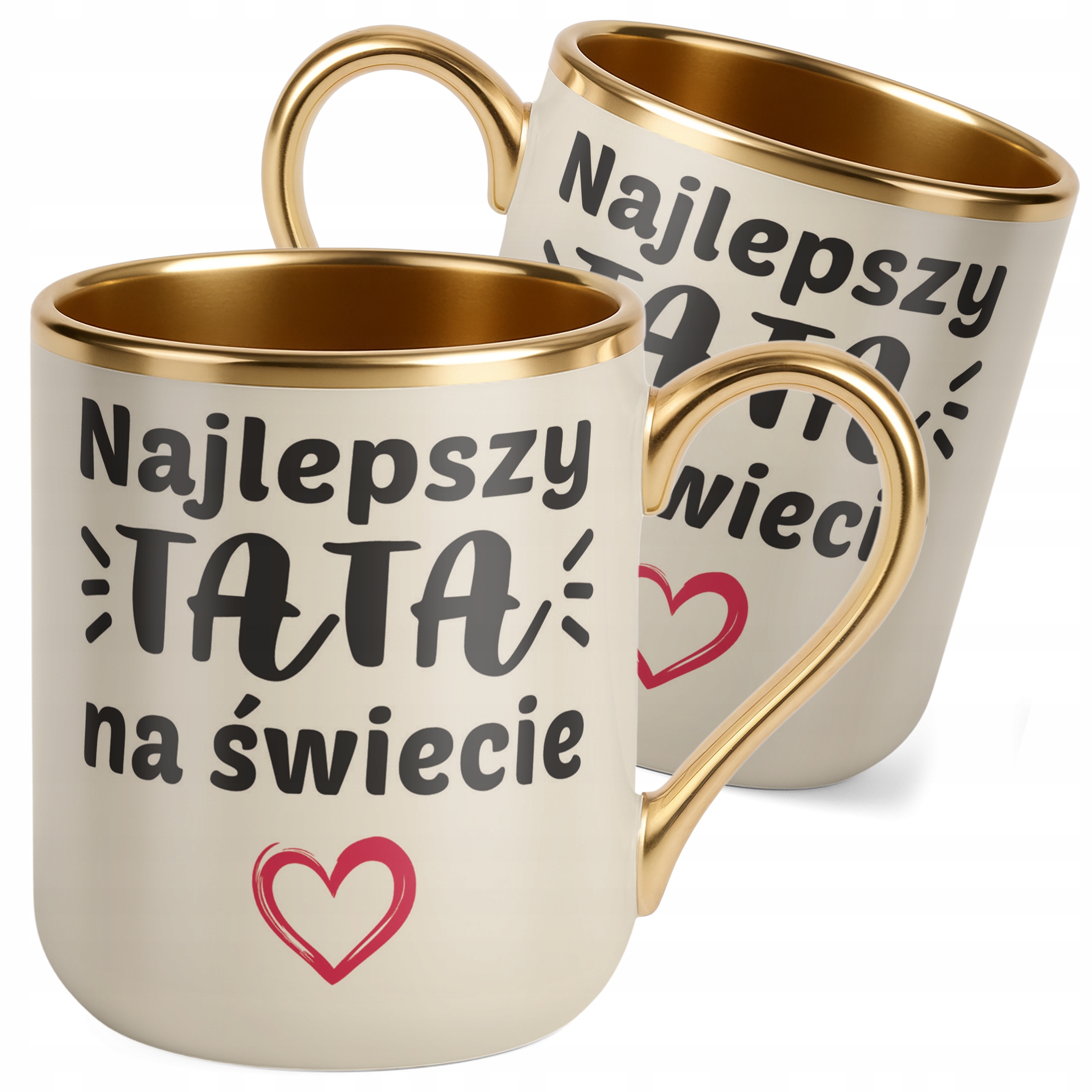Kubek Premium Złoty Ecru Dzień Ojca Najlepszy Tata Na Świecie Prezent
