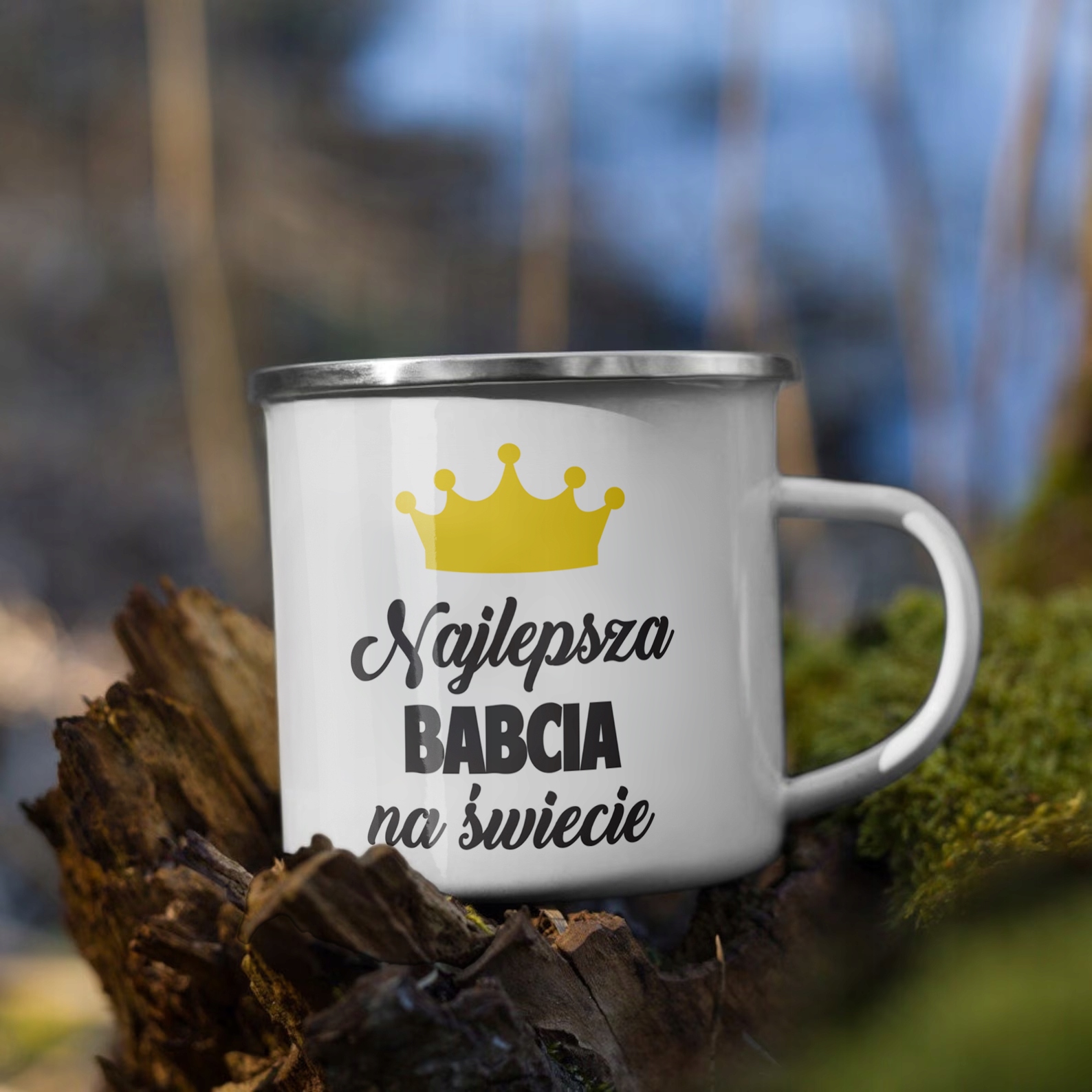 Emaliowany Kubek Garnuszek 300 ml Dzień Babci Prezent Najlepsza Babcia