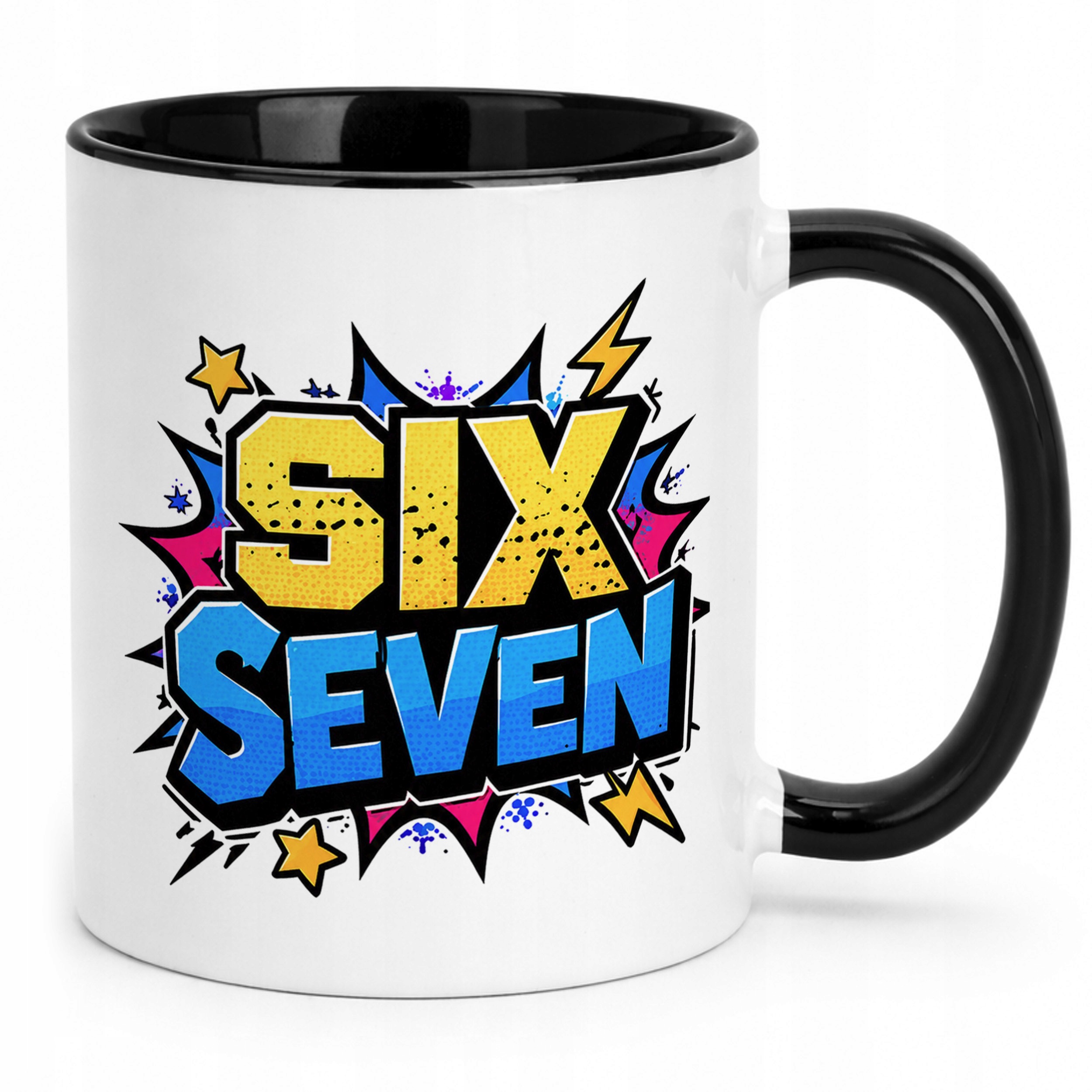Zestaw Kubek Czarny Poduszka Z Nadrukiem SIX SEVEN Prezent