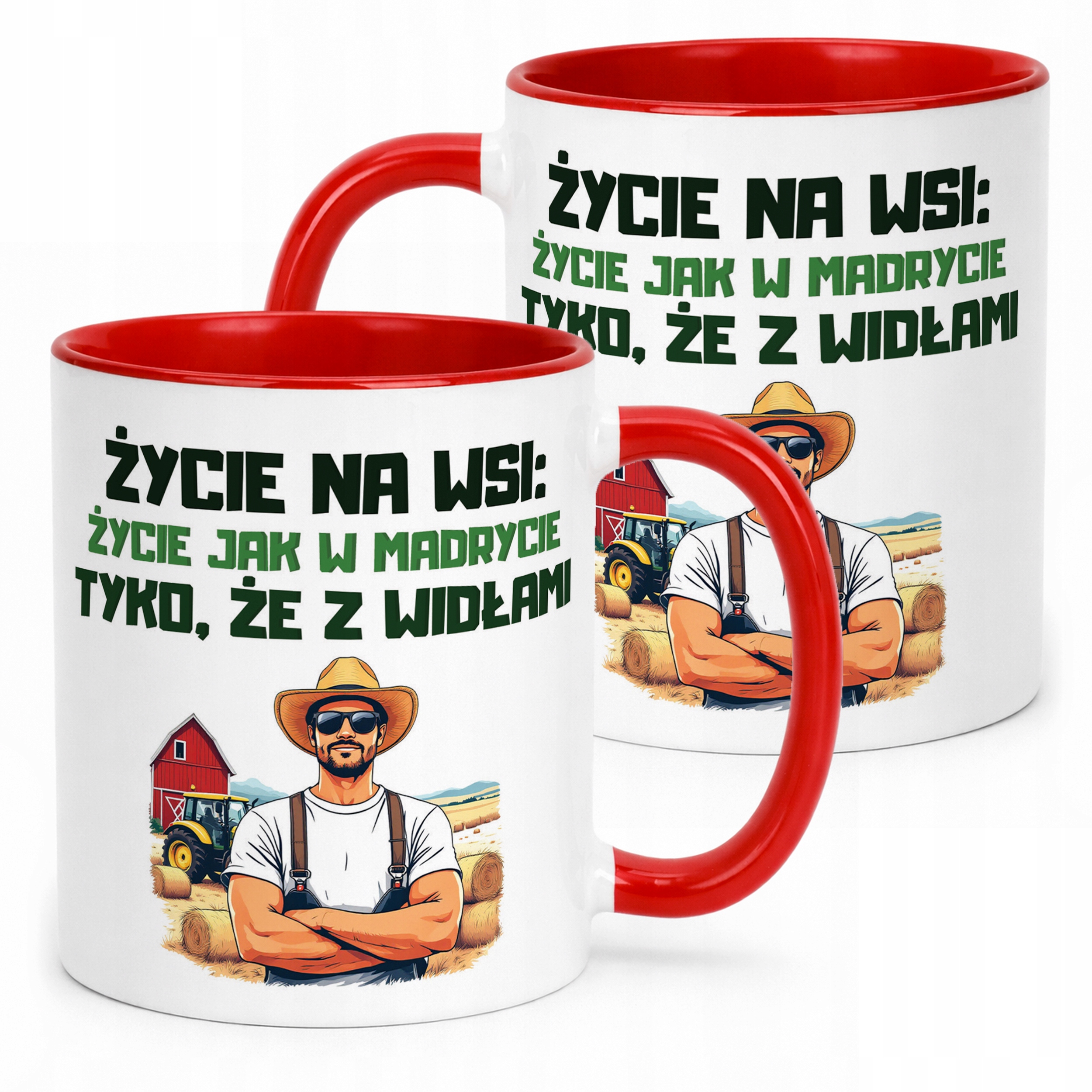 Kubek Czerwony Rolnik Dla Rolnika Traktor Zabawny Prezent Upominek