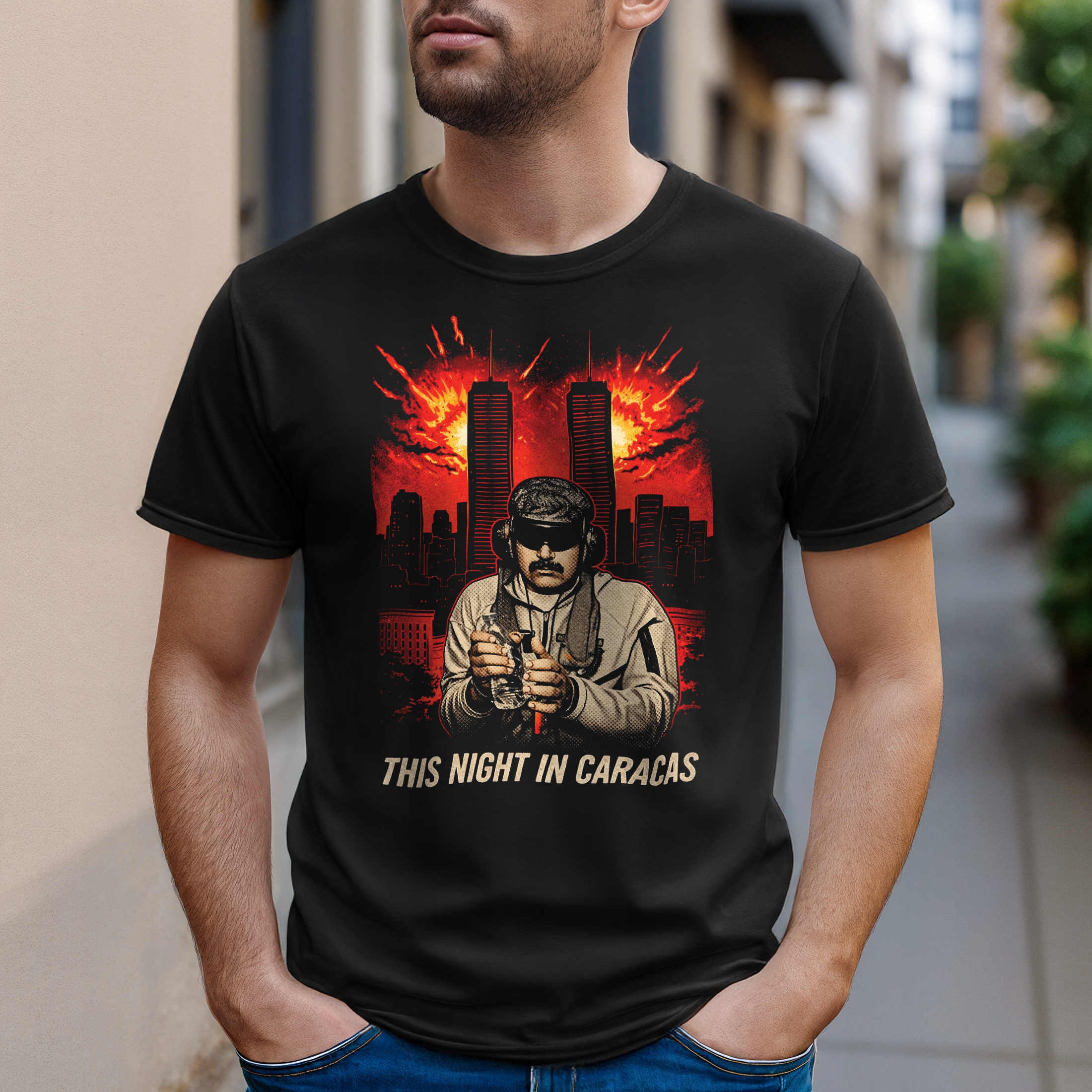 Koszulka czarna męska Maduro Caracas Trump USA Atak This night r. 3XL