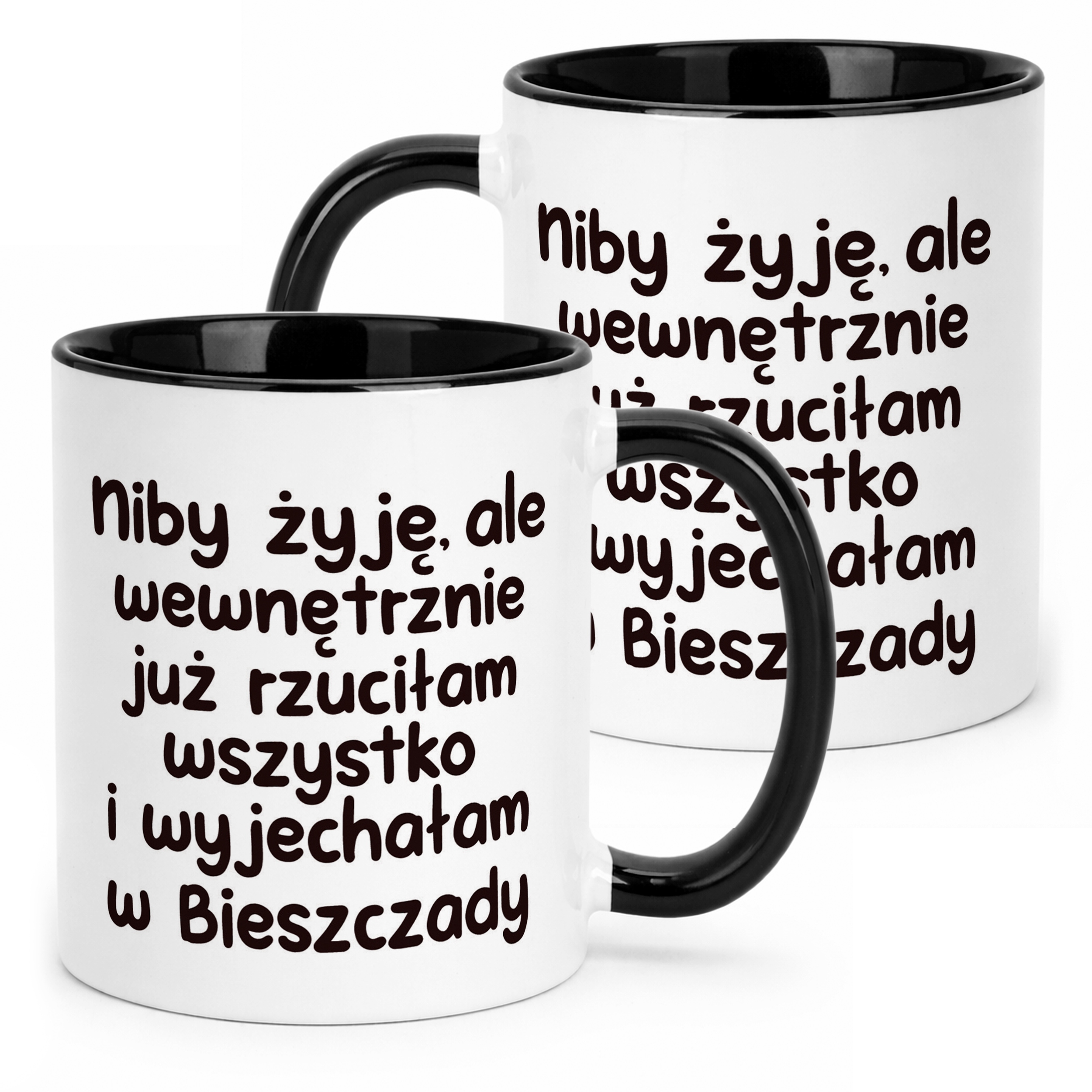 Kubek Czarny Niby Żyję Ale Wewnętrznie Śmieszny Zabawny Prezent