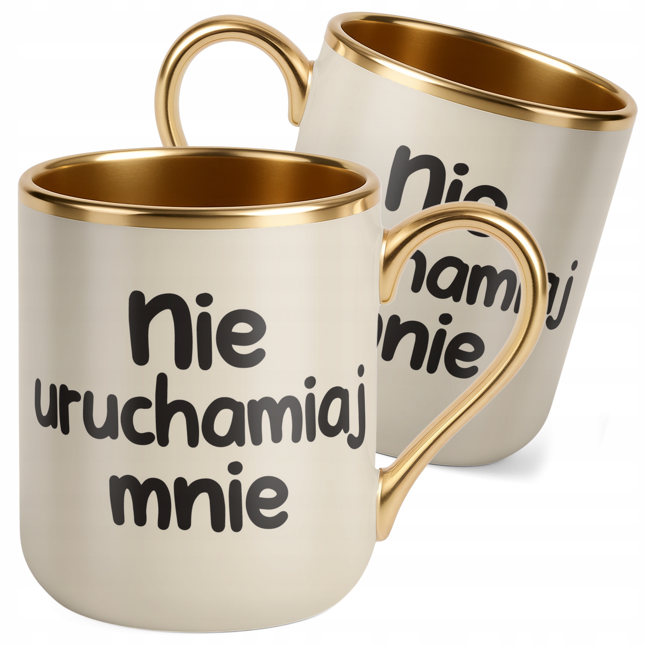 Kubek Premium Złoty Ecru Nie Uruchamiaj Mnie Śmieszny Zabawny
