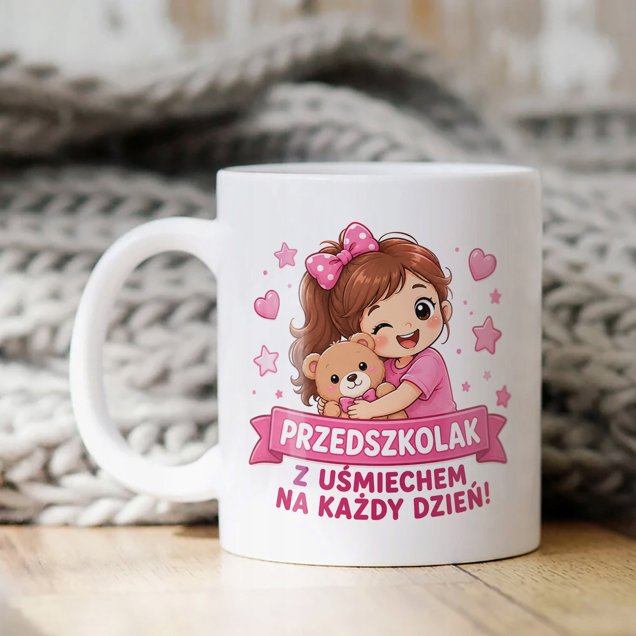 Biały Kubek z nadrukiem Przedszkolak Szkoła Dla Dzieci Prezent