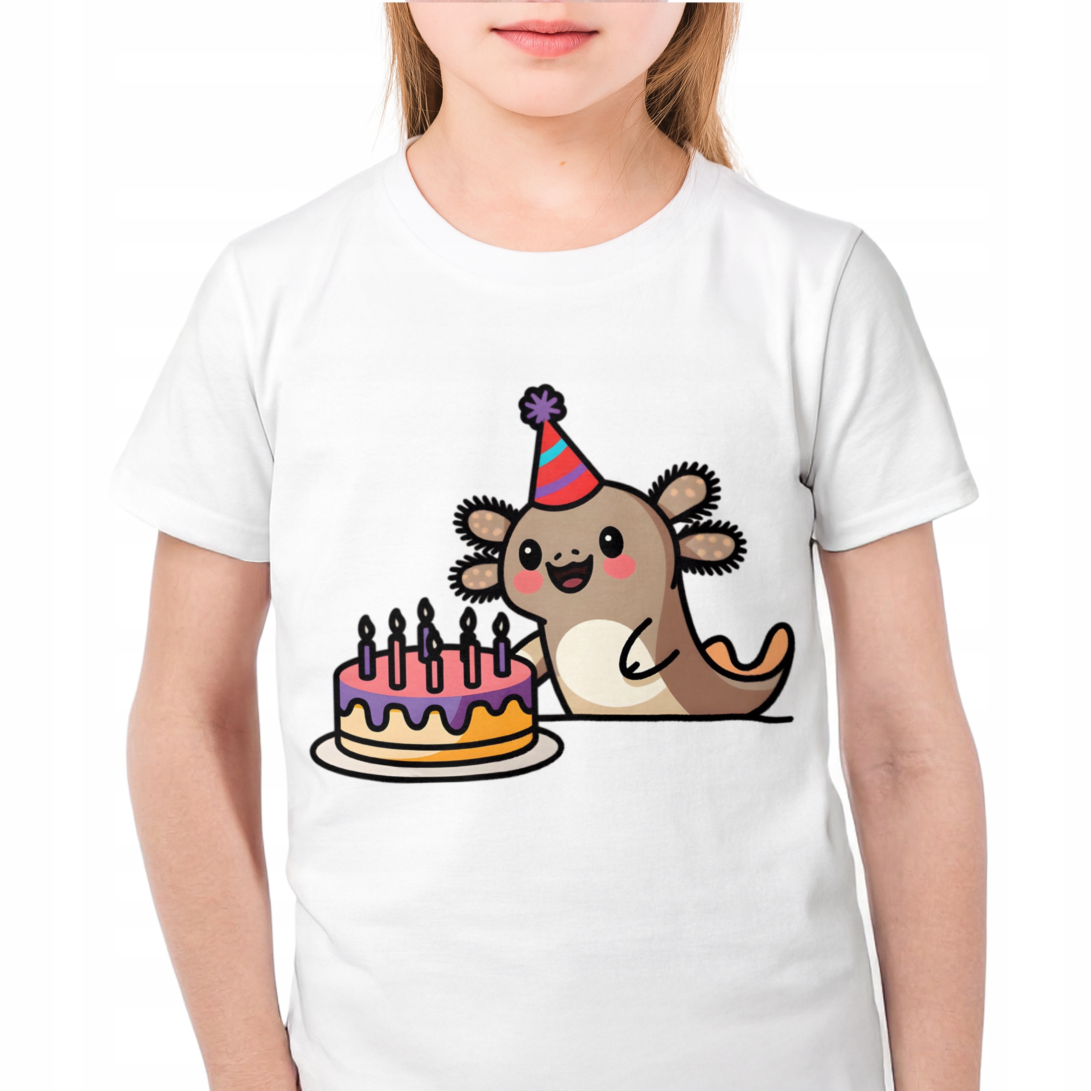 T-shirt dziecięcy biały Aksolotl Axolotl TikTok Trend Viral