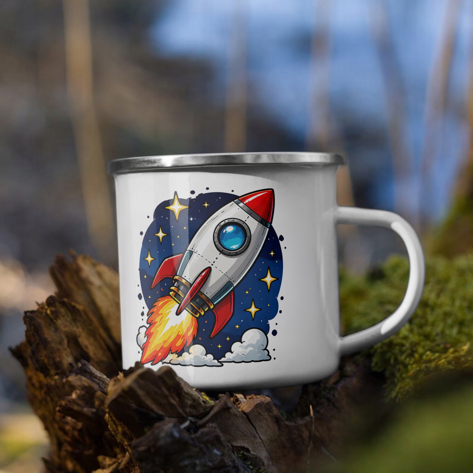 Zestaw Plecak Worek Kubek Emaliowany Z Nadrukiem Kosmita UFO Prezent
