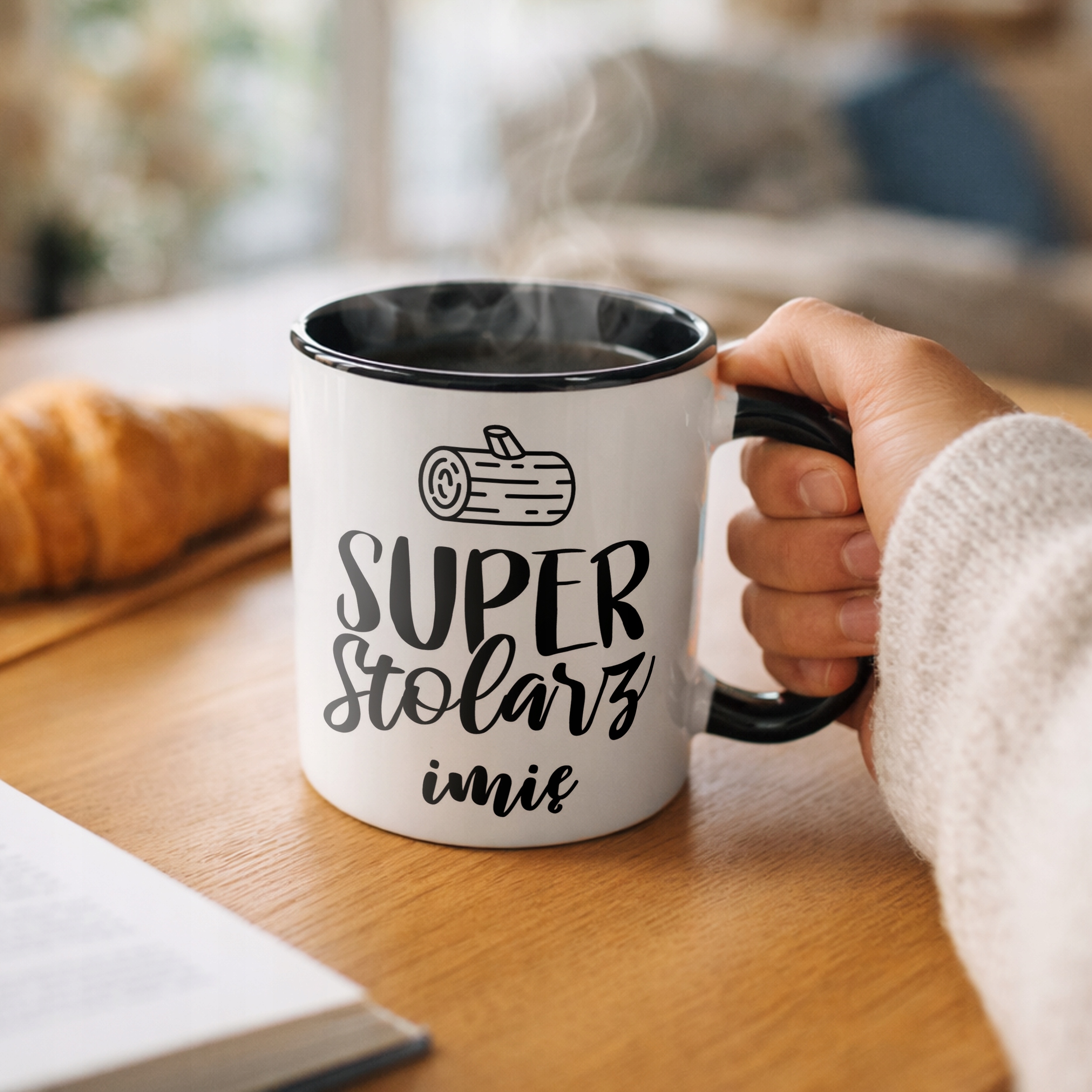 Kubek Czarny Personalizowany Super Stolarz Prezent Upominek