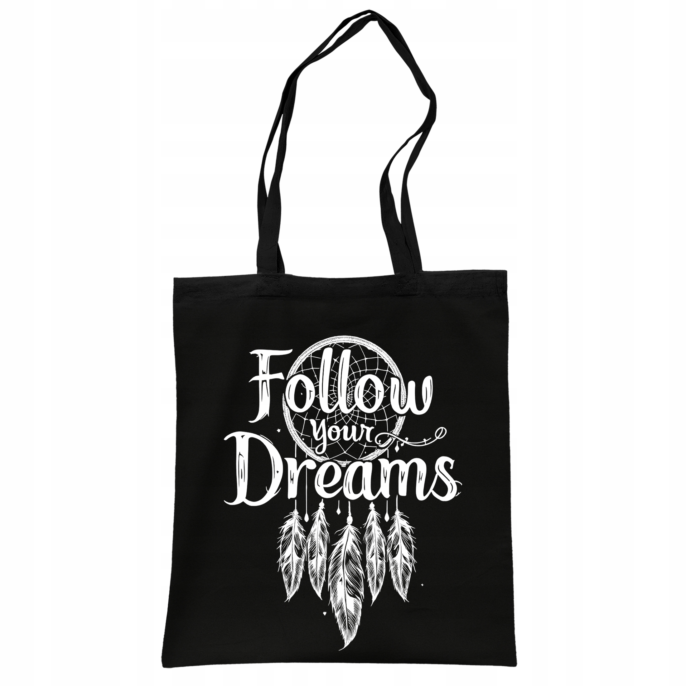 Torba bawełniana czarna na zakupy Follow Your Dreams Łapacz Snów
