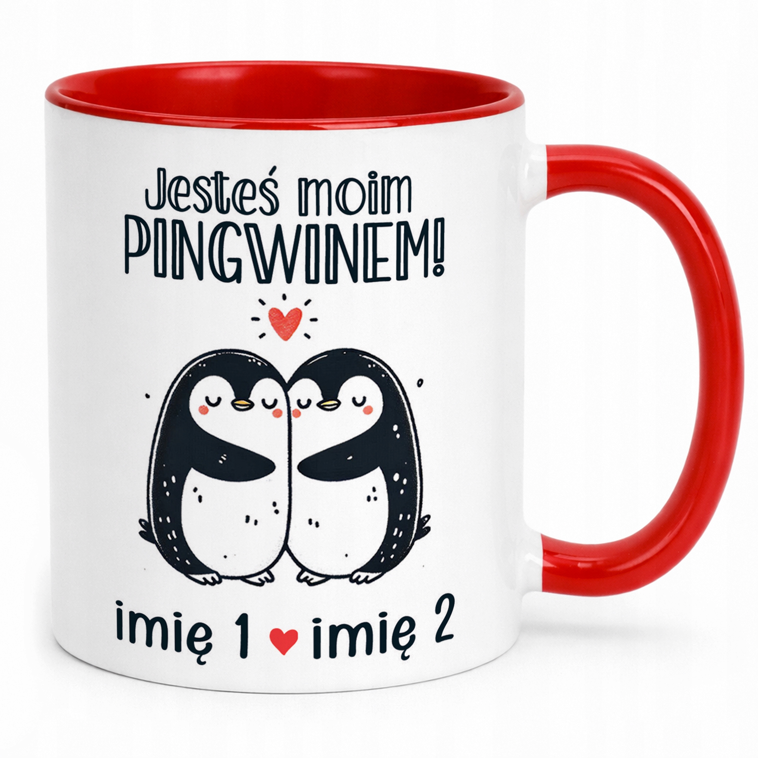 Kubek Czerwony Personalizowany Serce Walentynki Prezent Upominek