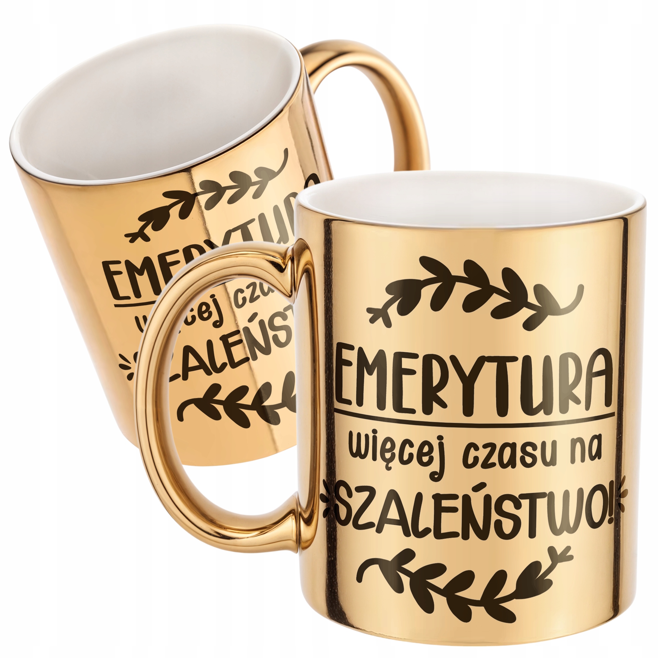 Złoty Kubek ceramiczny z okazji Emerytury Dla Emeryta Emerytki Prezent