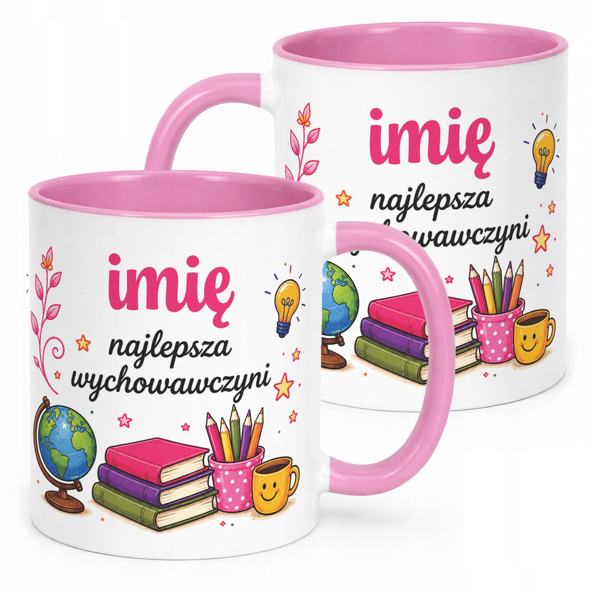 Kubek Różowy z Imieniem Dzień Nauczyciela Dla Wychowawczyni