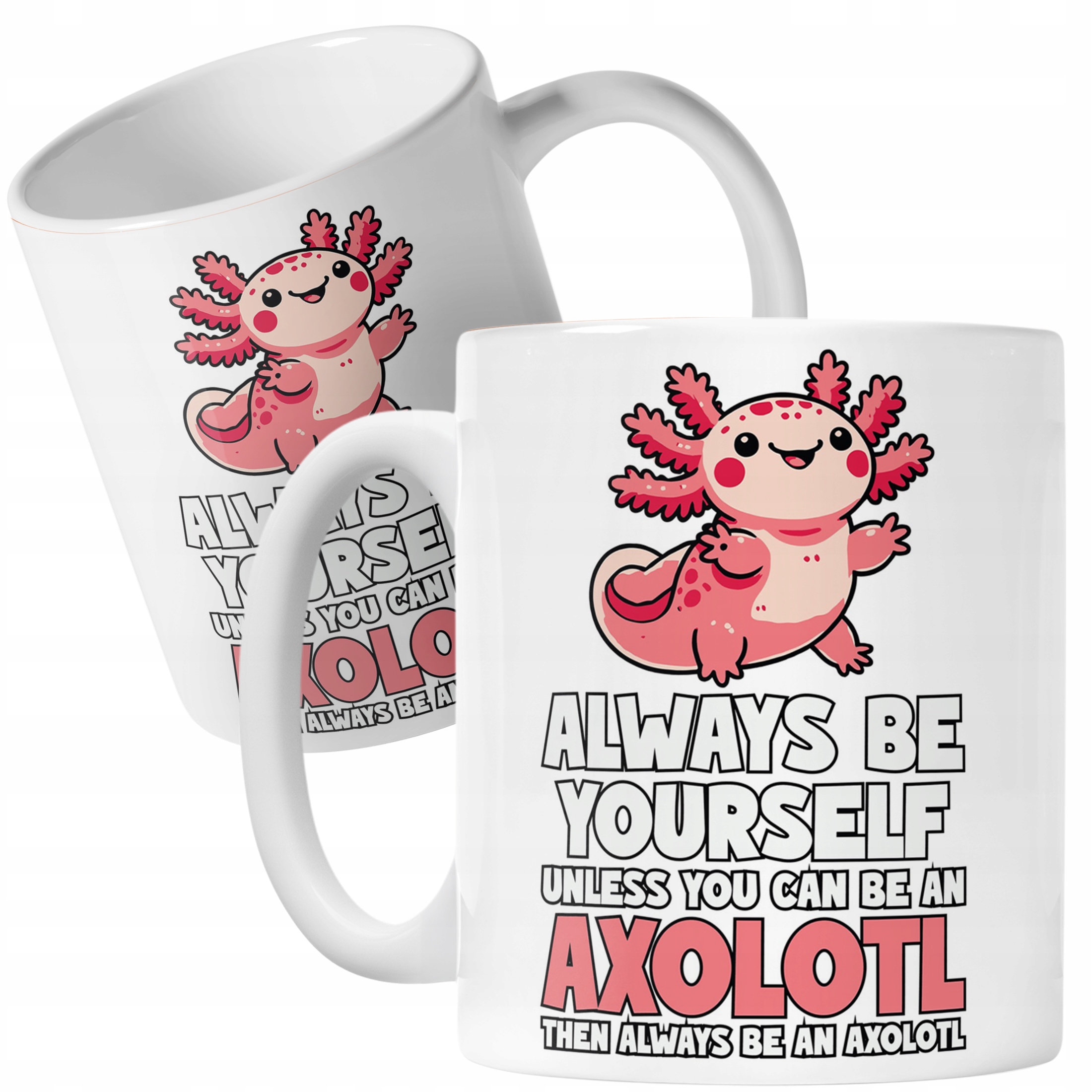 Kubek z nadrukiem dla dziecka Aksolotl Axolotl Różowy Zwierzak Trend Viral