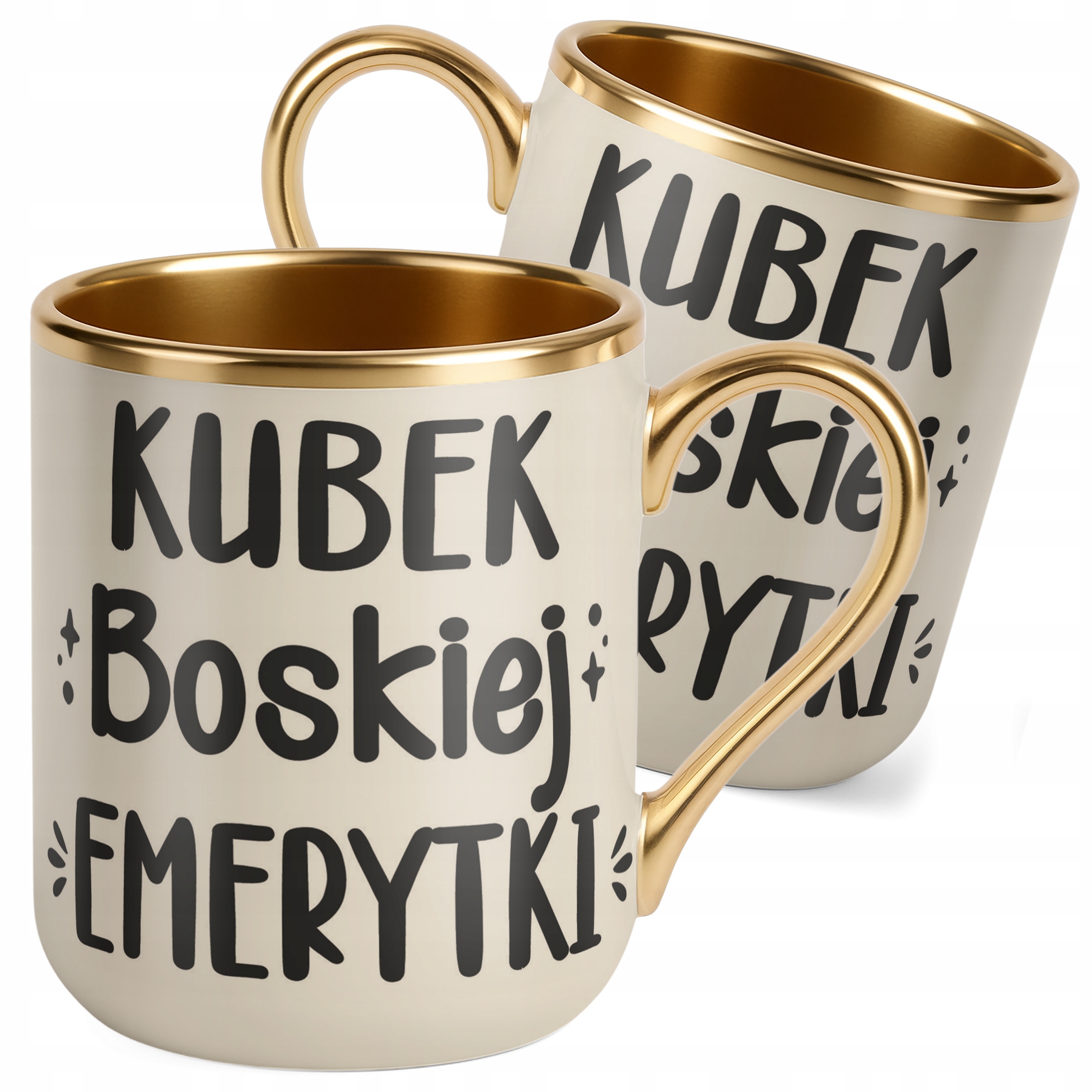 Kubek Premium Złoty Ecru Z okazji Emerytury Dla Emerytki Prezent